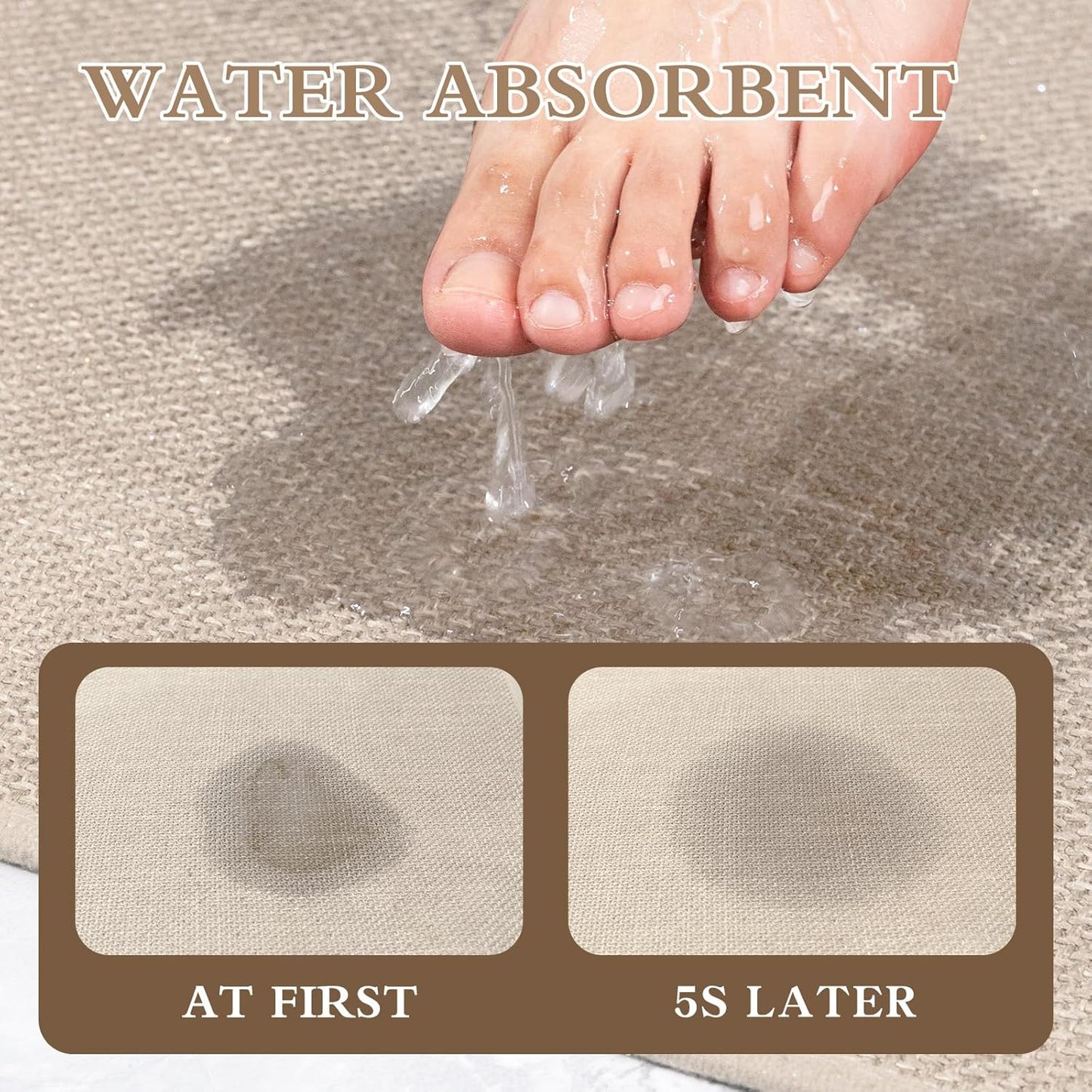 chakme Bathroom Rugs Mat 47x25, Ultra Thin Non Slip Bath Mat Large Quick Dry Absorbent Bath Mat for Bathroom Floor, (Light Beige, 47"x25")