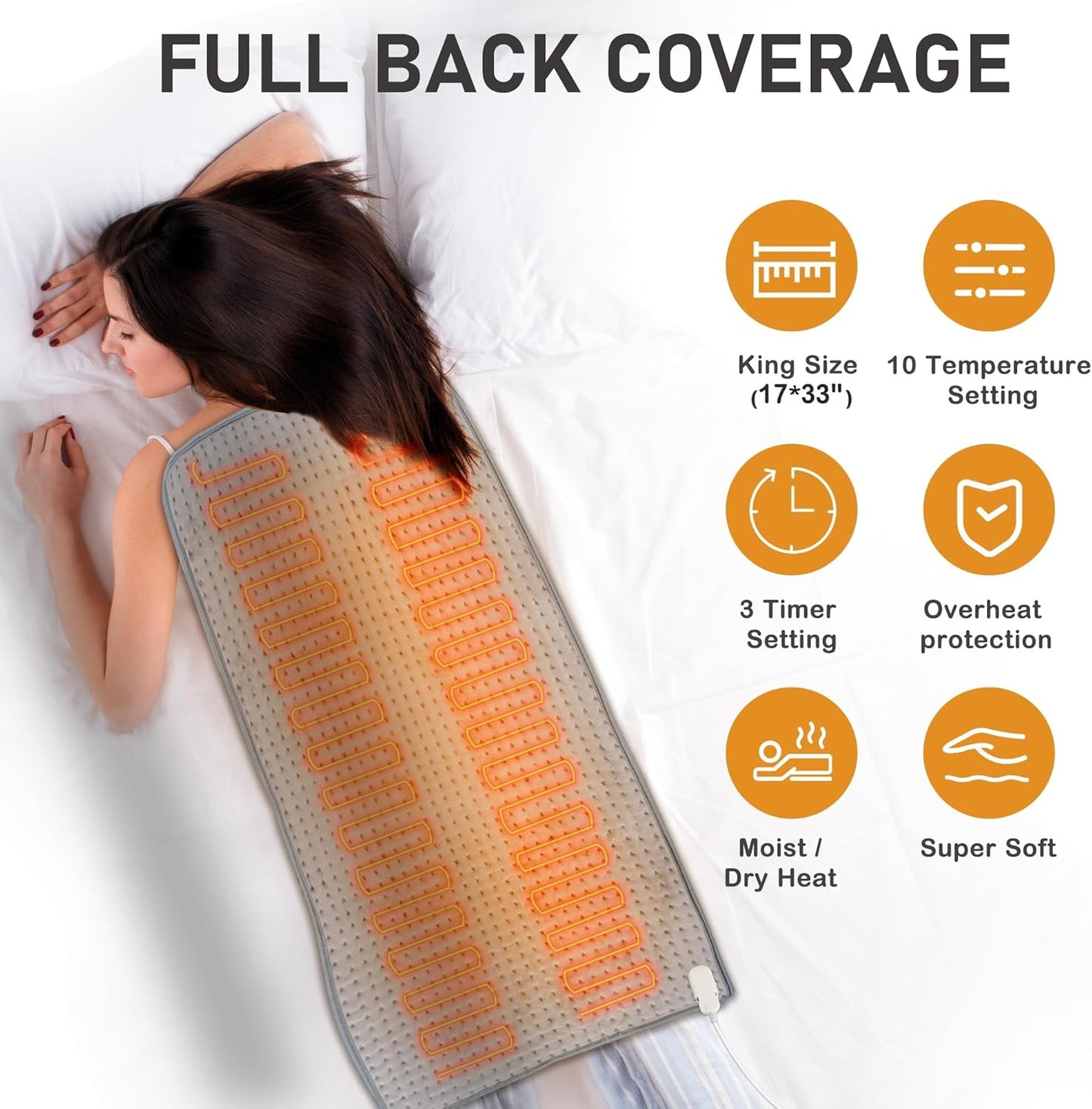 Heating Pads Large 17x33 Electric Heating Pad for Period Cramps Neck and Shoulders and Back Moist Dry Heat Auto Shut Off XL Heat Pad Birthday Gifts for Women Men Dad Mom - Portable Full Body Hot Pads