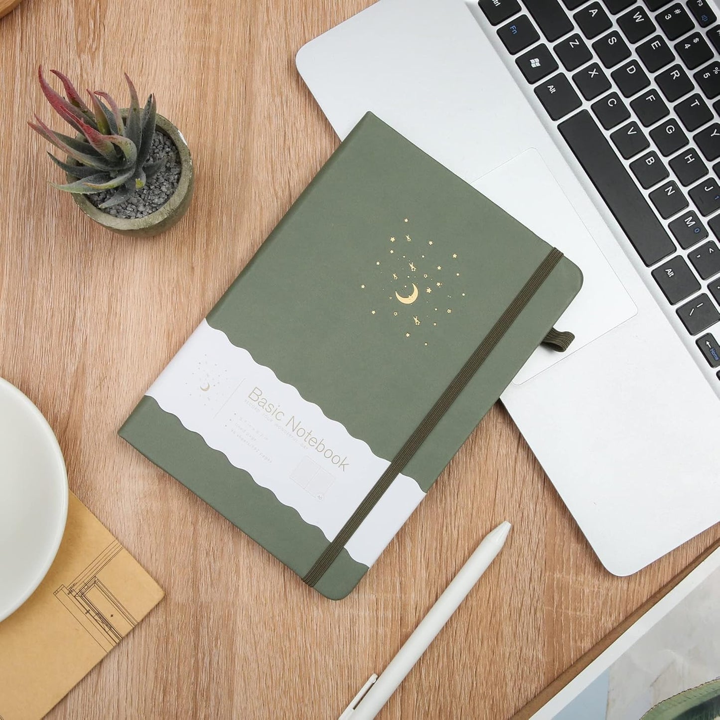 CAGIE Lined Journal Notebook for Work, 196 Pages, Medium 5.7" x 8.3", Hardcover Notebook Journal with Pen Loop, (Turquoise Ruled), Gifts