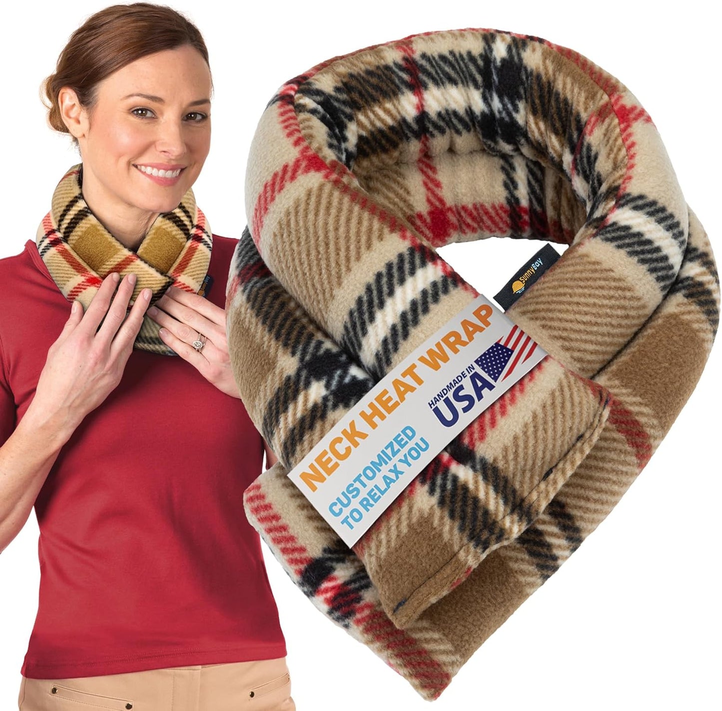 SunnyBay Microwave Heating Pad, Microwavable Moist Heated Neck and Shoulder Wrap, Versatile Weighted Beanbag Cold Pack or Warm Compress for Pain Relief, 26x4 Inches, Made in USA, London