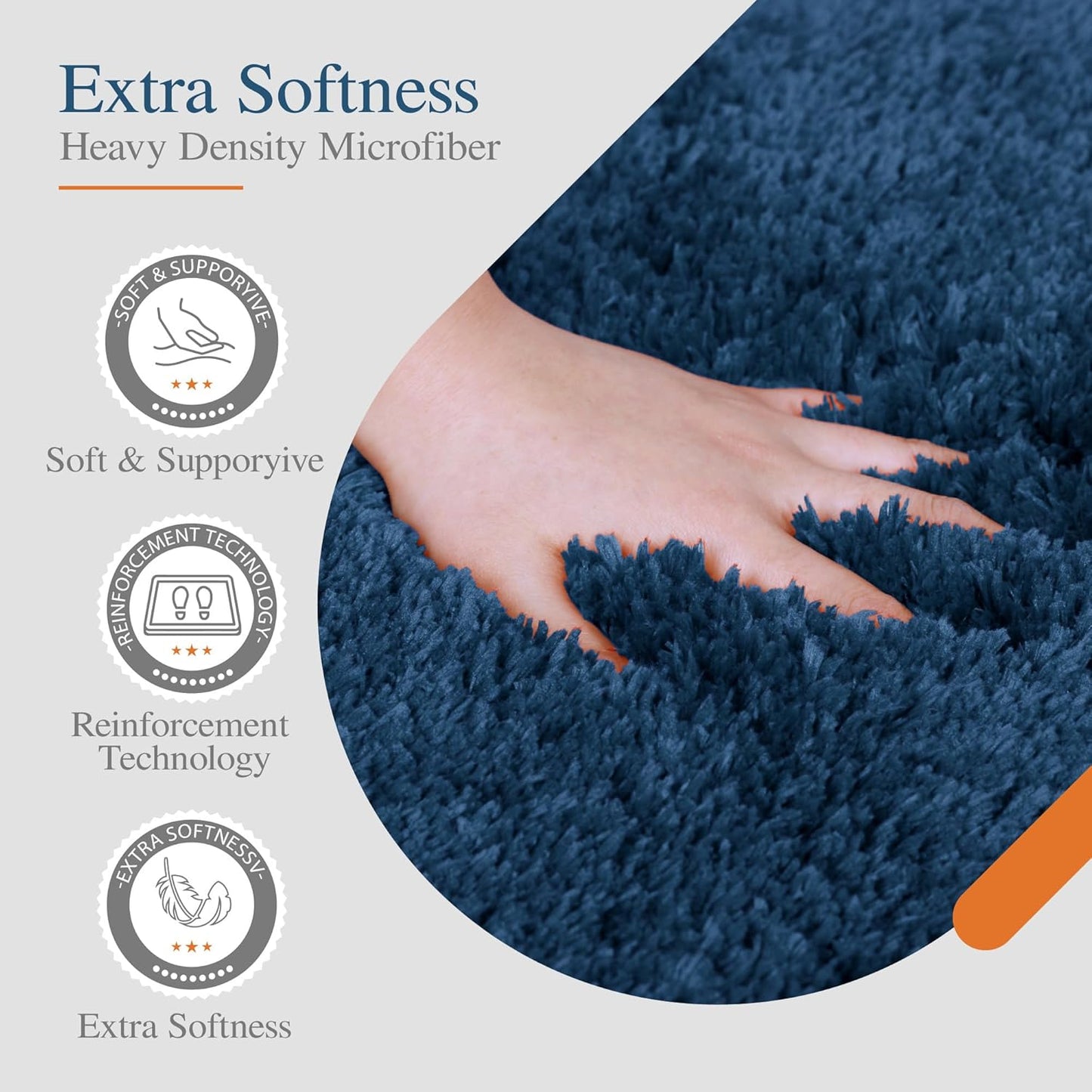 Walensee Large Bathroom Rug (24 x 60, Navy) Extra Soft and Absorbent Shaggy Bath Mat Machine Washable Microfiber Non Slip Luxury Floor Mat