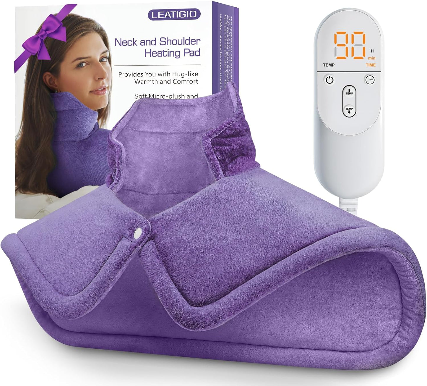 Heating Pad for Neck and Shoulder Pain Relief, Birthday Christmas Gifts for Women Mom Wife Sister Grandma Her, 2lb Electric Heating Pad for Back, 6 Heat Settings, Large 17x23inch, Purple