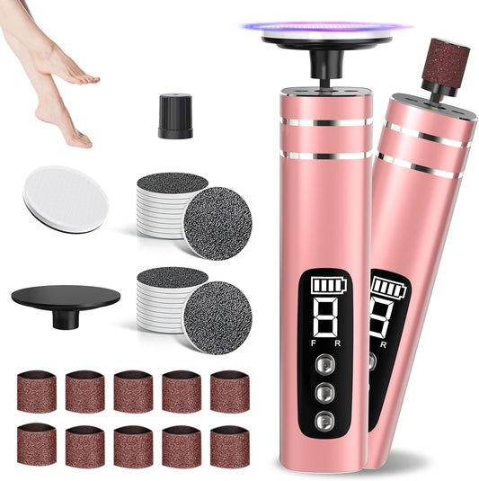 2 in 1 Electric Foot Callus Remover,9 Adjustable Speeds Rechargeable Electric Dead Skin Sander Pedicure Tools with Sandpaper Disk and Nail Drill Bits,Grinding Heads for Women&Men