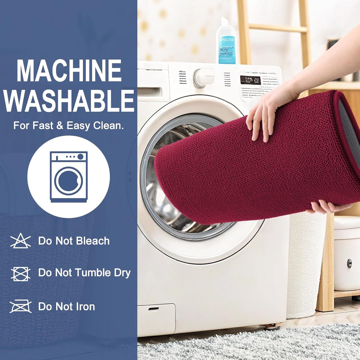 OLANLY Thick Memory Foam Bath Mat Rug 36x24, Extra Soft Absorbent Bathroom Rug, Quick Dry Bath Mats, Non-Slip, Machine Washable Carpet for Bathroom, Tub and Shower, Home Decor Accessories, Burgundy