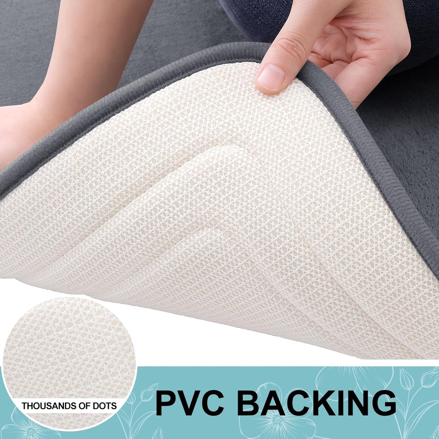 Grandaily Memory Foam Bath Mat Rug 30x20, Ultra Soft, Non-Slip and Absorbent Bathroom Rugs, Machine Wash Dry, Comfortable Bath Carpet for Bathroom Floor, Tub and Shower, Dark Grey