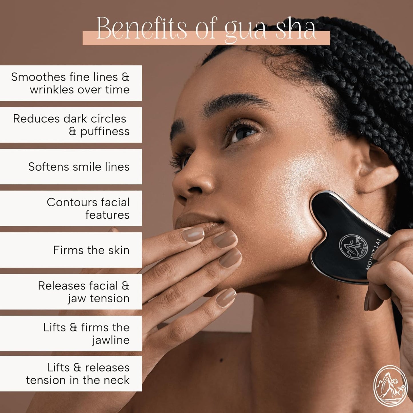 Mount Lai Stainless Steel Gua Sha Facial Tool – The Element of Refinement – Professional Grade Steel Face Sculpting Tool for Lymphatic Drainage, Puffiness Reduction & Refined Results