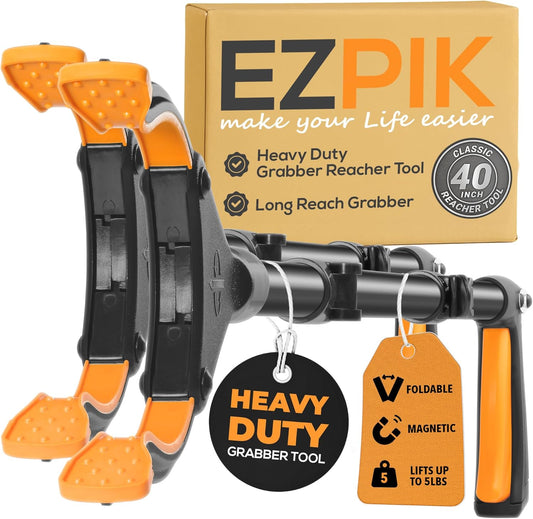 Ezpik 40" Long Extended Grabber Reacher Tool for Elderly - Trash Hand Grabber Pickup Sticks for Seniors - Telescoping Extension Grabber Claw Pickup Tool - Hand Extension Magnetic Folding Grabber 2pack