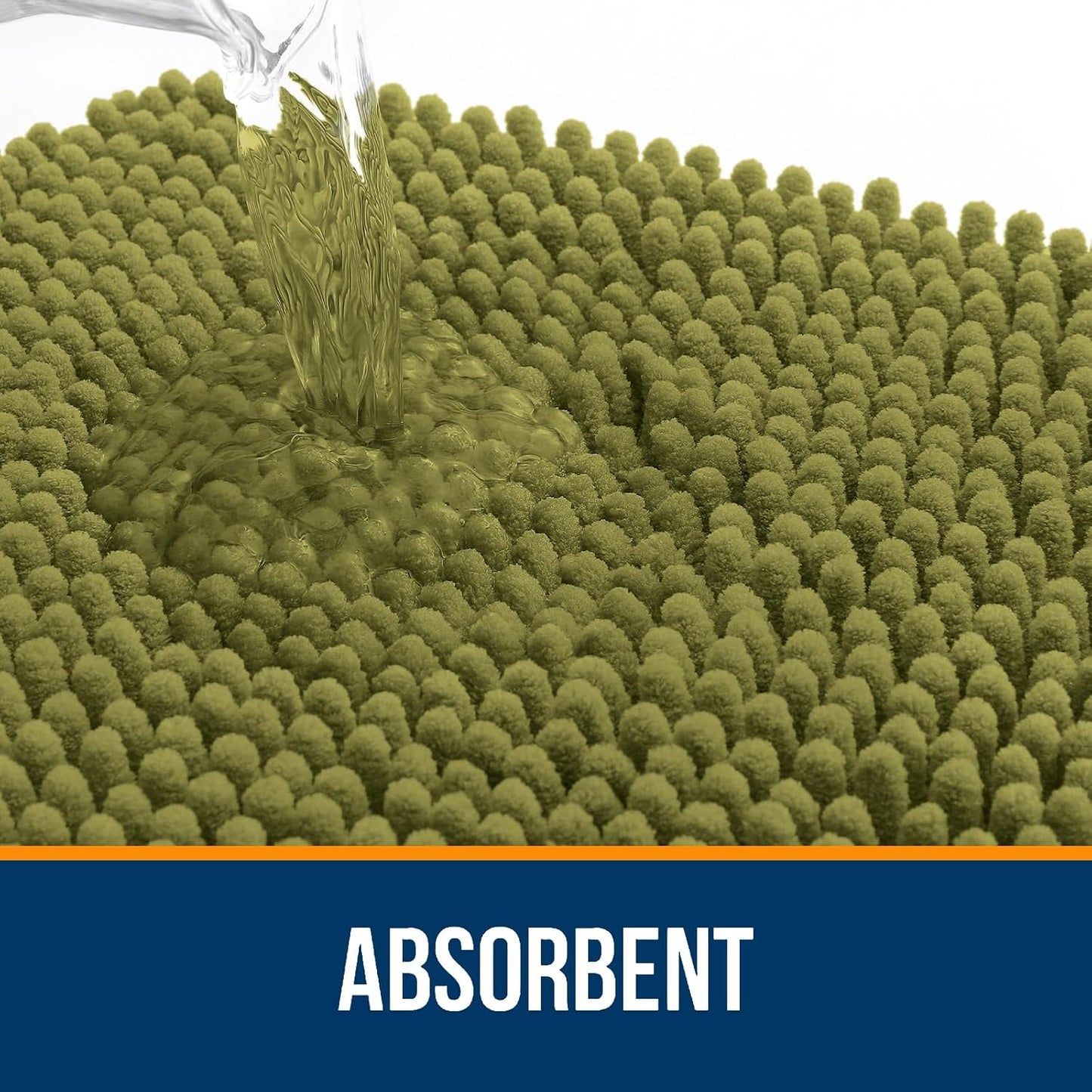 OLANLY Bathroom Rugs 24x16, Extra Soft Absorbent Chenille Bath Rugs, Rubber Backing Quick Dry, Machine Washable Bath Mats for Bathroom Floor, Tub and Shower, Home Decor Accessories, Willow Green