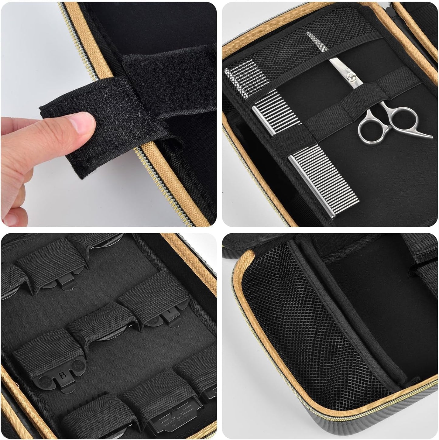 Boobowl Barber Accessories Bag for Clippers and Supplies, Mens Hair Trimmers Box, Portable Clipper Storage Holder for Hair Cutting, Guard Grooming Kit and Barbers Supplies (Bag Only)-Dark Black