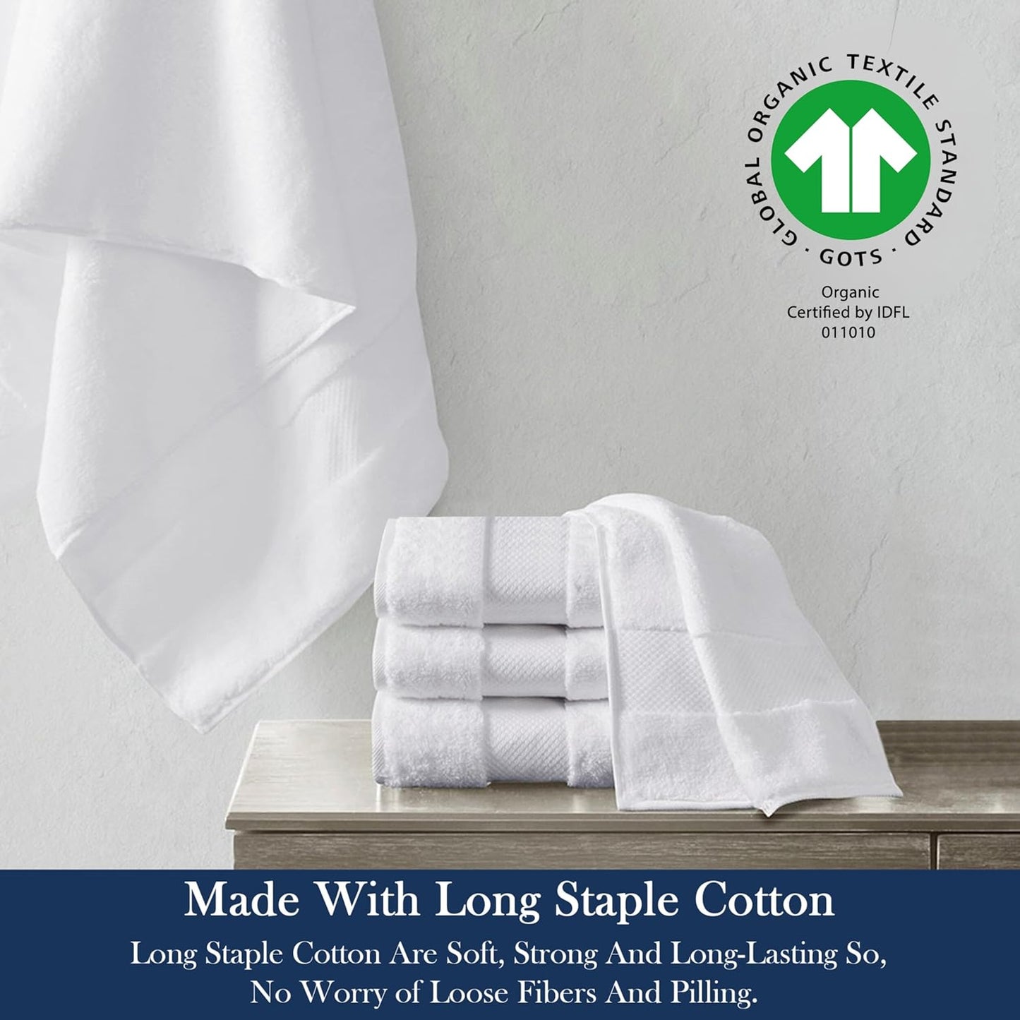Delara Organic Cotton Luxuriously Plush Bath Towel Pack of 4 | GOTS & OEKO-TEX Certified | Premium Hotel Quality Towels | Feather Touch Technology|650 GSM Long Staple|Soft, Quick Dry & Ultra-Absorbent
