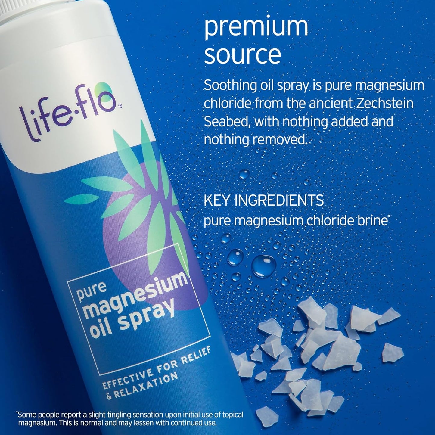 Life-flo Pure Magnesium Oil Spray w/Concentrated Magnesium Chloride from The Zechstein Seabed, Calming Relief and Relaxation, Soothes Muscles and Joints, 60-Day Guarantee, Not Tested on Animals, 2oz