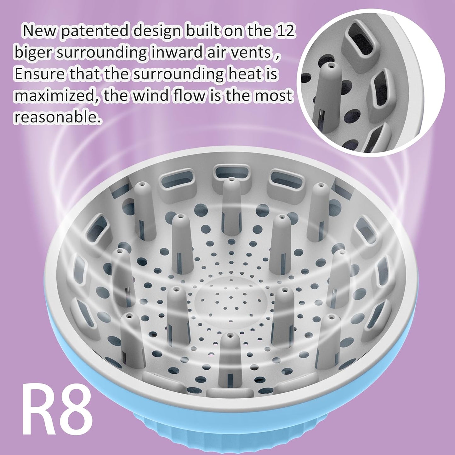 Universal Portable Blow Dryer Diffuser for Curly and Natural Wavy Hair, Hair Dryer Diffuser for Curly and Natural Wavy Hair (Light blue)