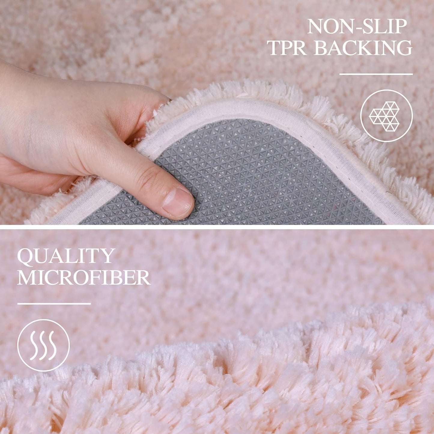 Walensee Contour Rug (20x24, Dusty Pink) Non Slip Bath Mat for Bathroom - Water Absorbent Soft Microfiber Shaggy Mat - Machine Washable U Shape Toilet Rug