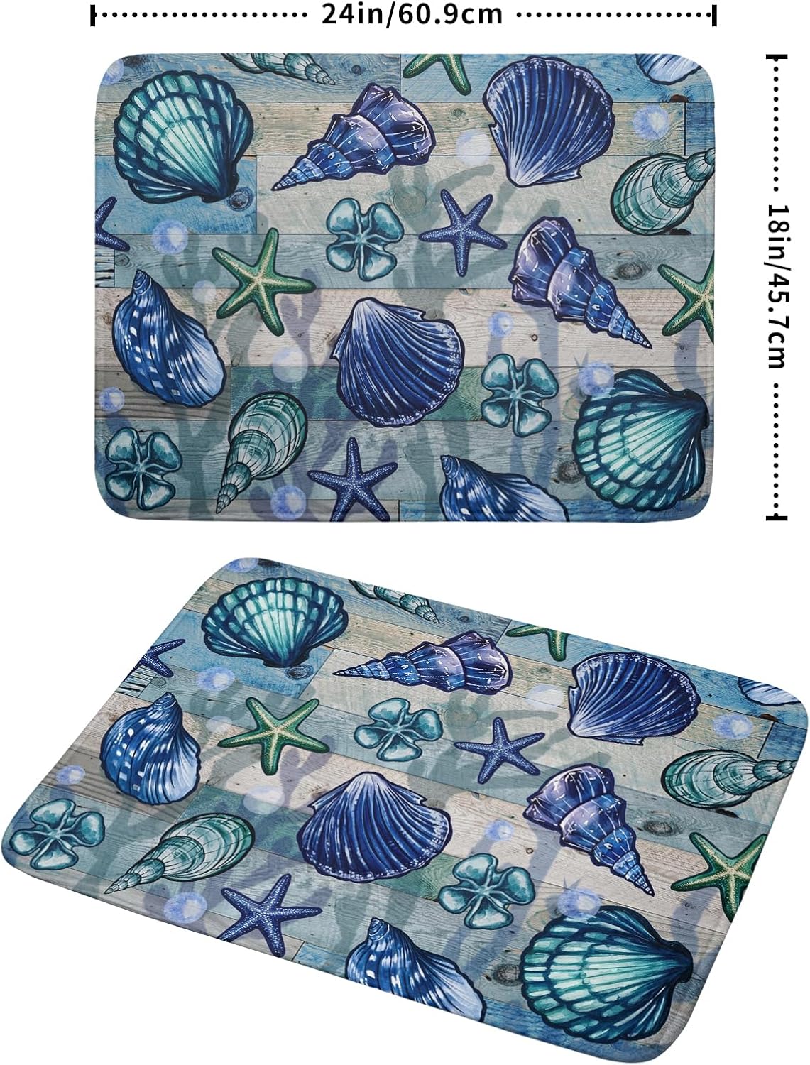 Starfish Seashell Dish Drying Mat 18x24 inch Coastal Beach Dish Drainer Rack Pad Absorbent Microfiber Fast Dry Kitchen Counter Accessories