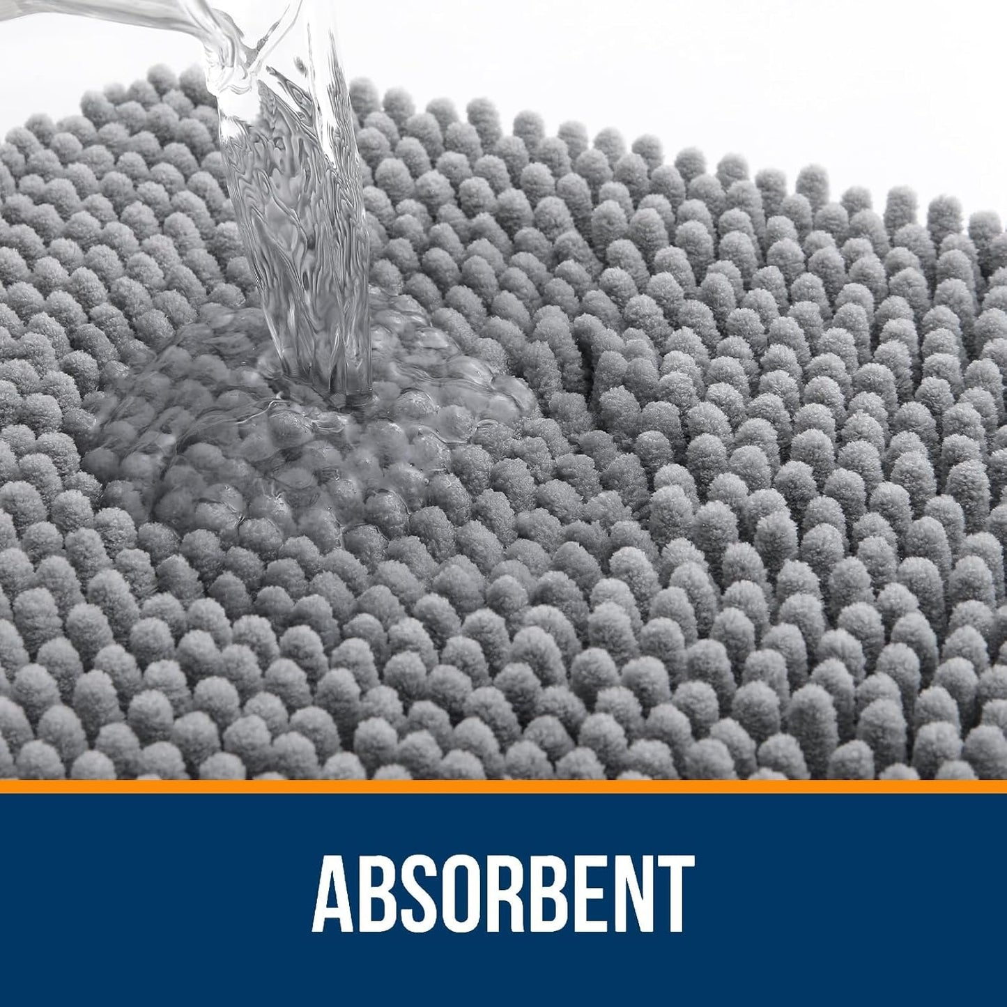 OLANLY Toilet Rugs U-Shaped 20x20, Extra Soft Absorbent Chenille Contour Bathroom Rugs for Toilet, Dry Quickly, Machine Washable, Non-Slip Bath Mat, Grey