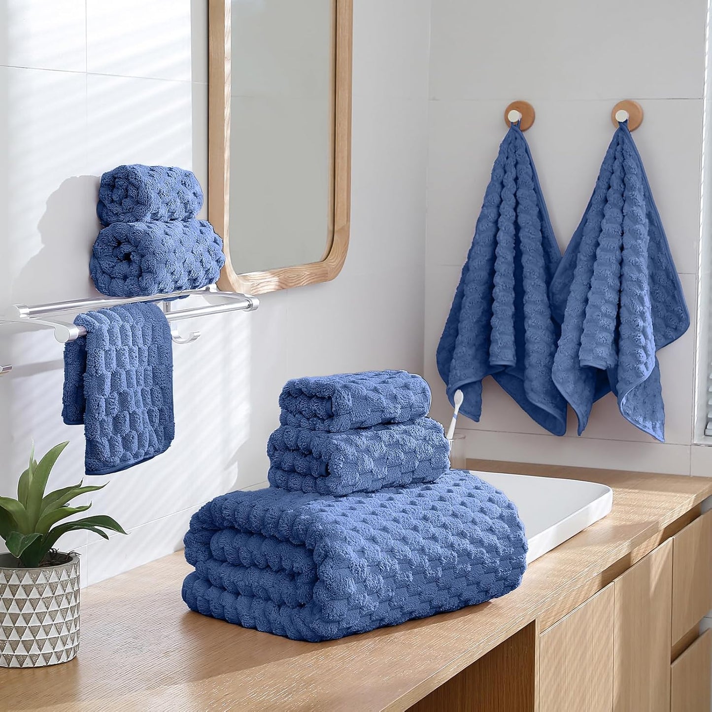 Extra Large Bath Towel Sheet-40x80 Inches Oversized,Super Soft,Quick Dry,Microfiber Shower Towels Highly Absorbent,Plush Bathroom Towels for Adults, Premium Quality (Blue, 2PCS)
