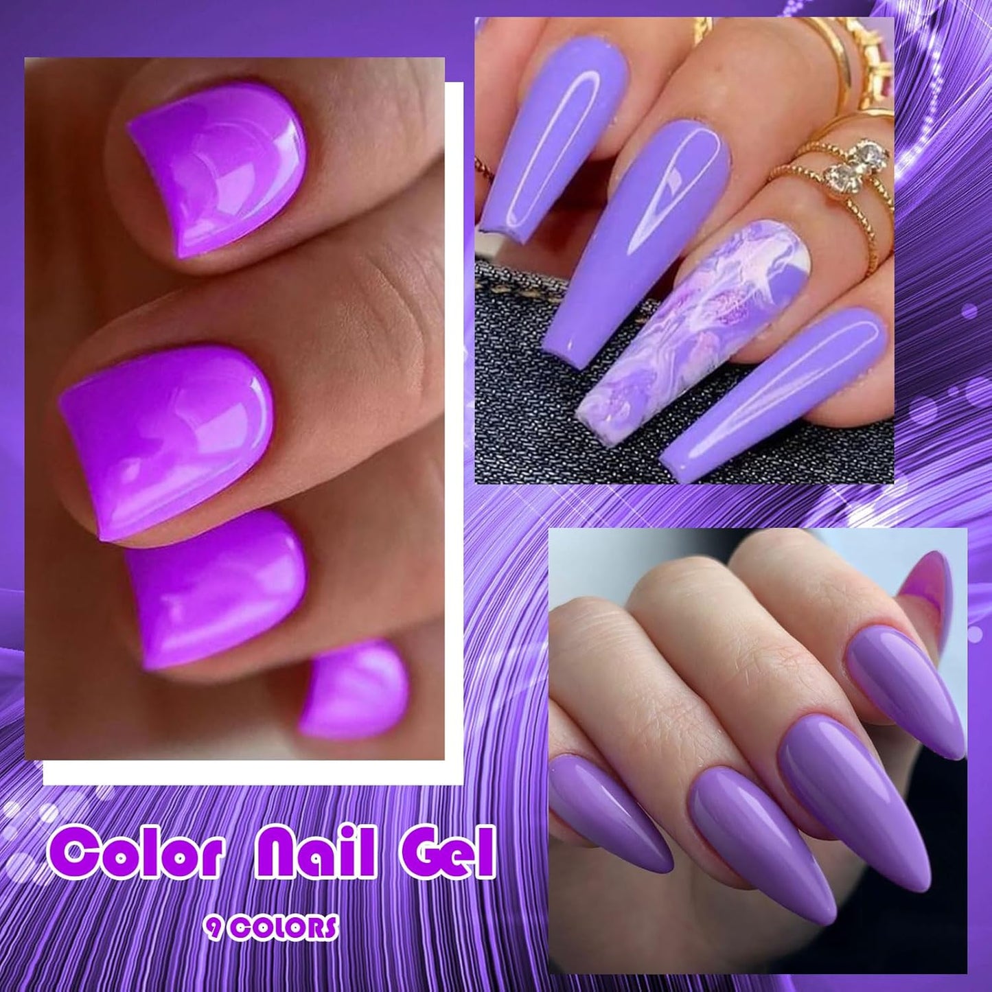 MEET ACROSS 9 Colors Gel Nail Polish + 3PCS Function Gel Nail Polish Kit,Fashion Nail Art Set Design Gifts for Women Manicure Salon (SET10, 12pcs)