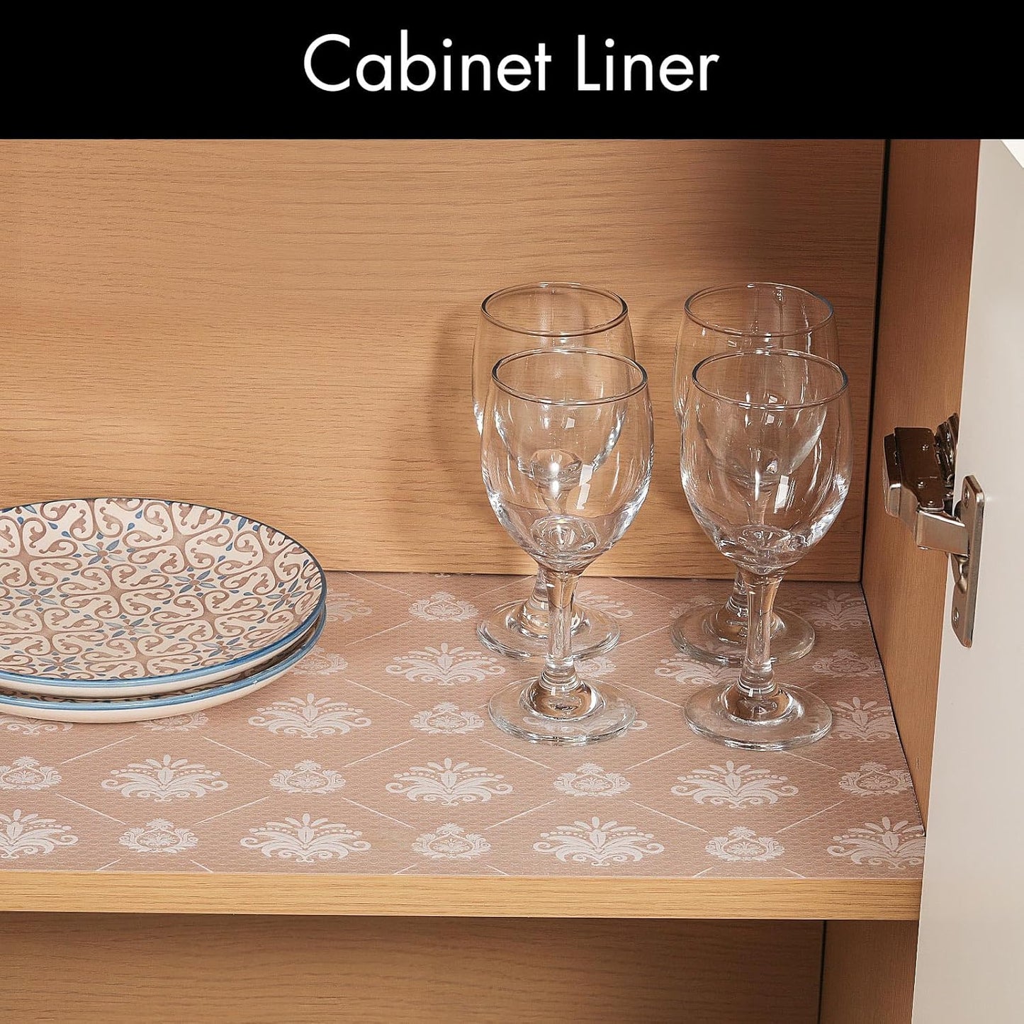 Cooyes Shelf and Drawer Liners for Kitchen Cabinets, Non-Adhesive Cabinet Liners, EVA Waterproof Durable Shelf Paper for Refrigerator, Shelves, Cupboard with Modern Pattern, Easy to Cut