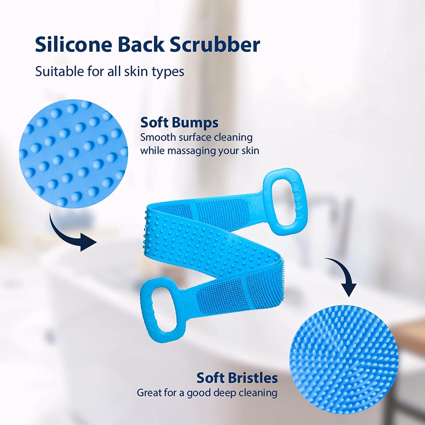 Silicone Back Scrubber, Easily Scrub any Part of your Body, Exfoliating Device to Help with Dry Skin, Perfect Skin Exfoliator for the Bath and Shower, Cleans and Helps Prevent Acne
