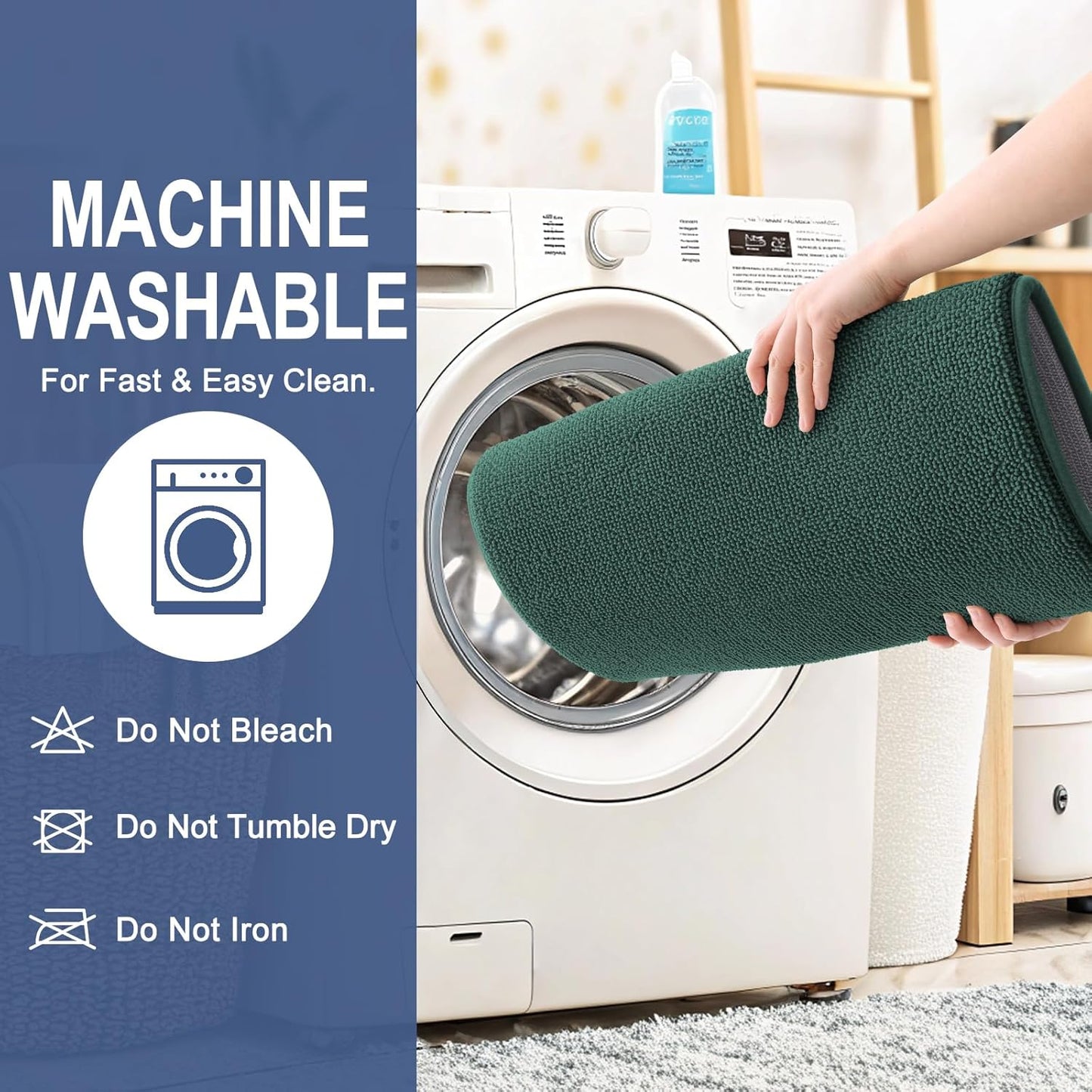 OLANLY Thick Memory Foam Bath Mat Rug 44x24, Extra Soft Absorbent Bathroom Rug, Quick Dry Bath Mats, Non-Slip, Washable Carpet for Bathroom, Tub and Shower, Home Decor Accessories, Blackish Green