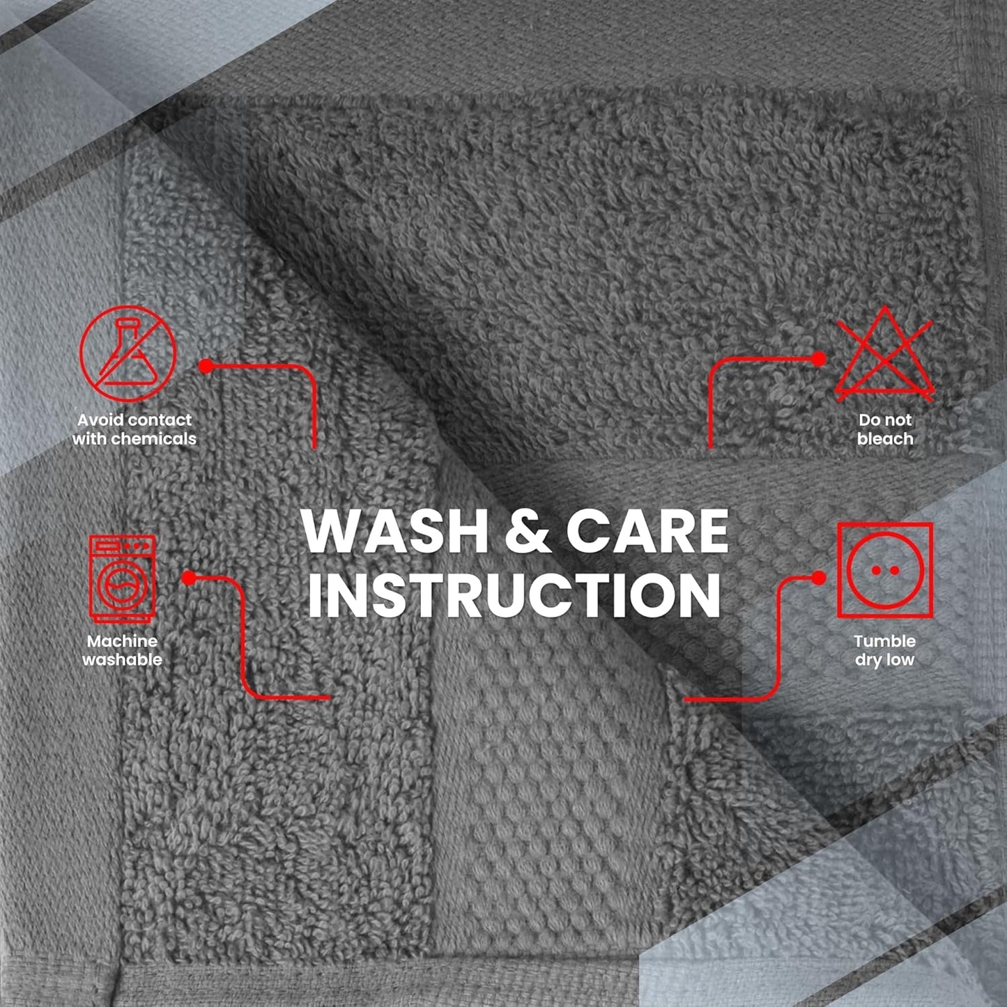 Infinitee Xclusives Luxury Wash Cloths for Showering [13x13] – 100% Cotton Washcloths [Pack of 12], Soft and Absorbent Face Towels for Bathroom Wash Clothes, Gym, and Spa (Shadow Grey)