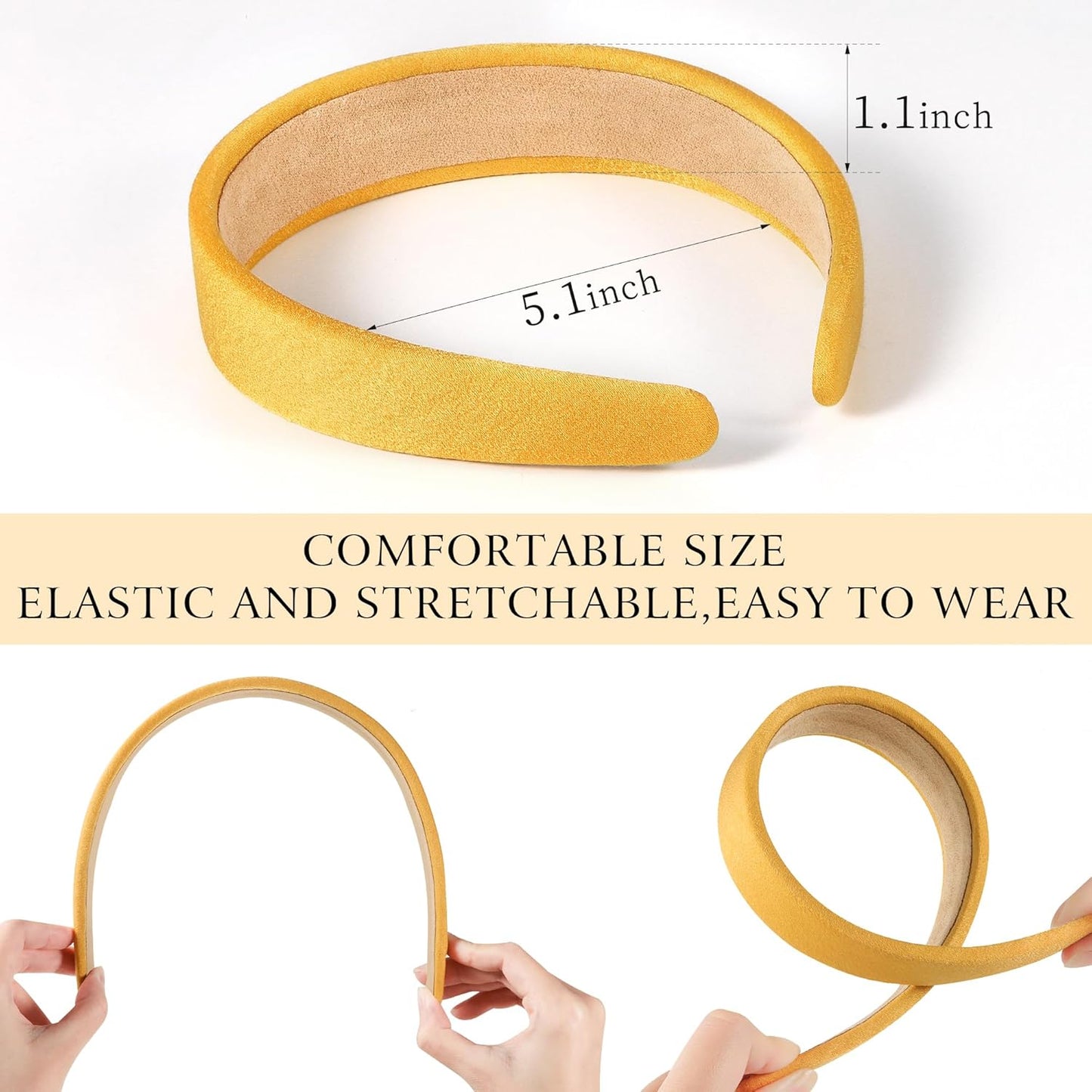 Headbands for Women - 1 Inches Wide Headbands - Solid Color Headband Fashion Hair Accessories- Trendy Women Girls Non Slip Fashion Hair Bands- Thick Elastic Hair Bands for Women's Hair 6PCS