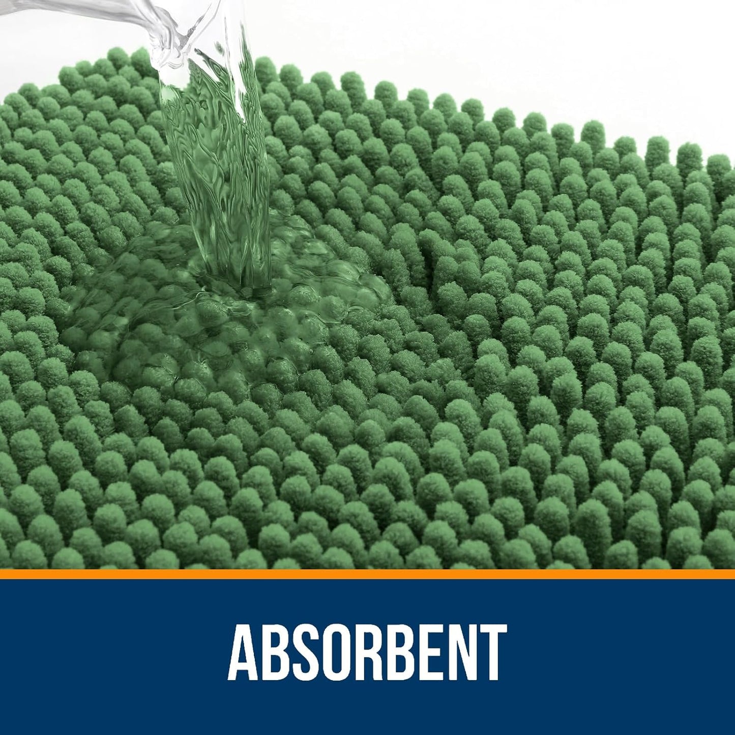 OLANLY Bathroom Rugs 30x20, Extra Soft Absorbent Chenille Bath Rugs, Rubber Backing Quick Dry, Machine Washable Bath Mats for Bathroom Floor, Tub and Shower, Home Decor Accessories, Olive Green