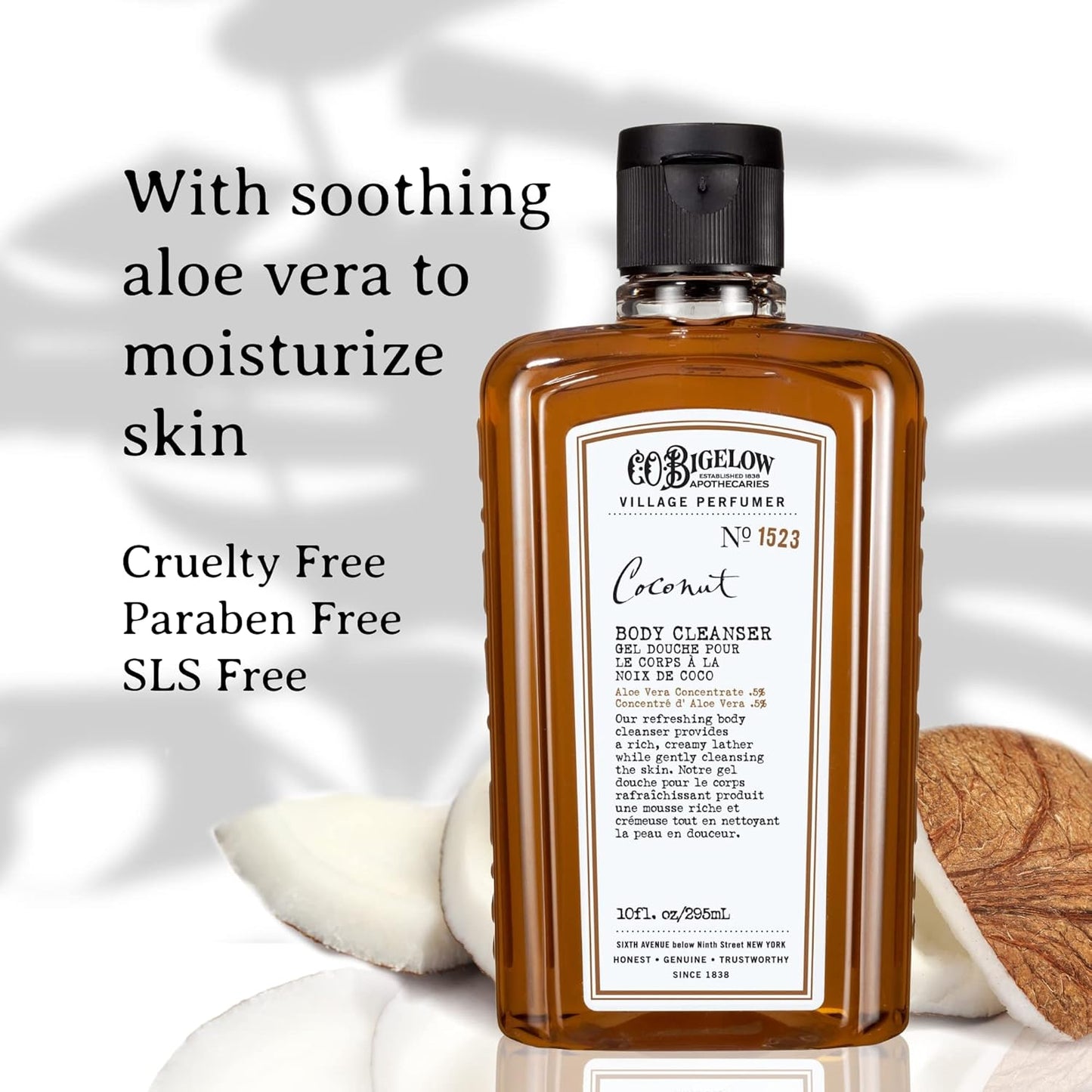 C.O. Bigelow Coconut Body Wash, Village Perfumer Moisturizing Body Wash with Aloe Vera, 10 Fl Oz