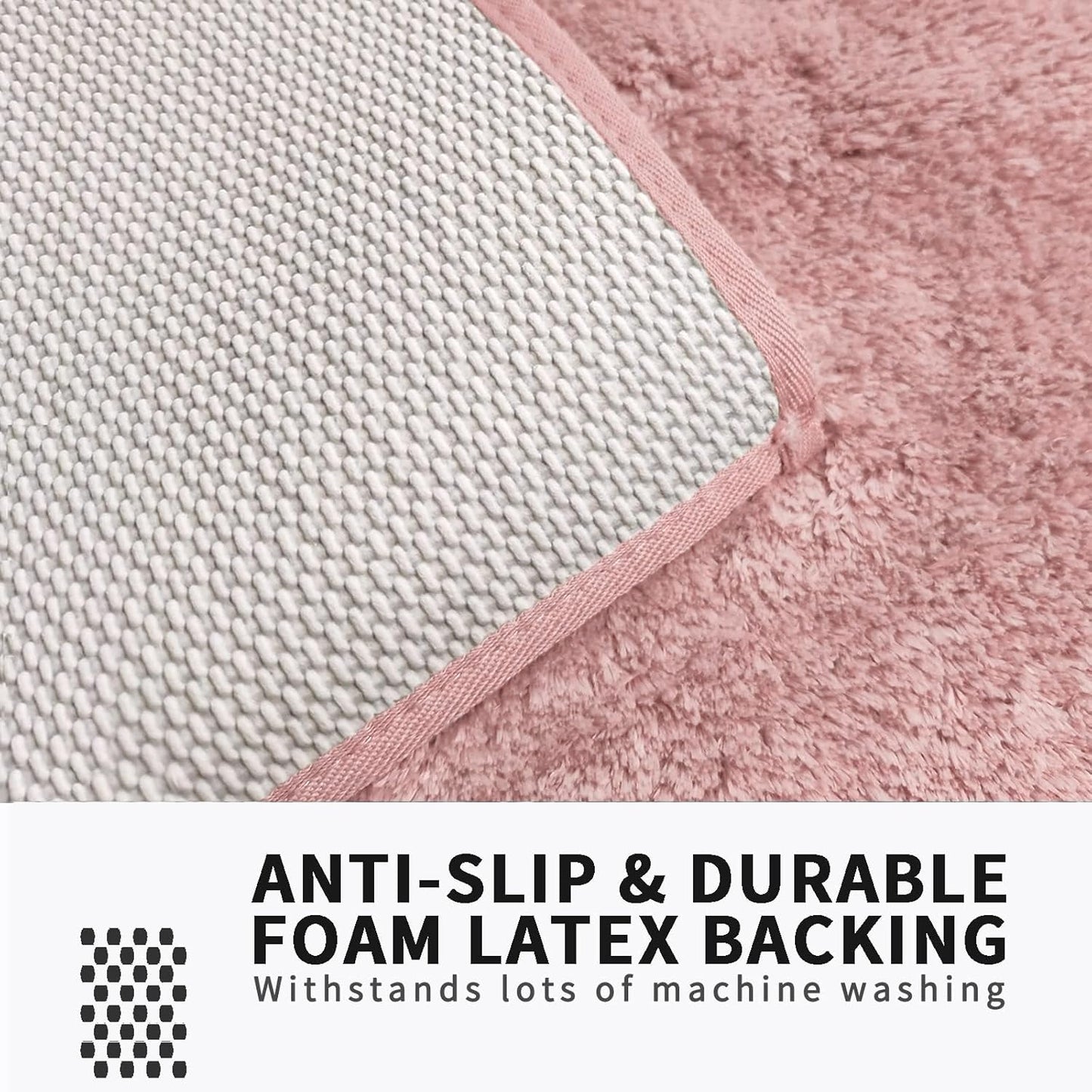 FIFU Bathroom Rugs 17" W x 24" L, Bath Mat for Bathroom, Bedroom, Laundry Room & Kitchen, Non-Slip Rubber Latex Backing, Extra Soft and Absorbent Microfiber Carpet, Machine Washable Rug, Pink