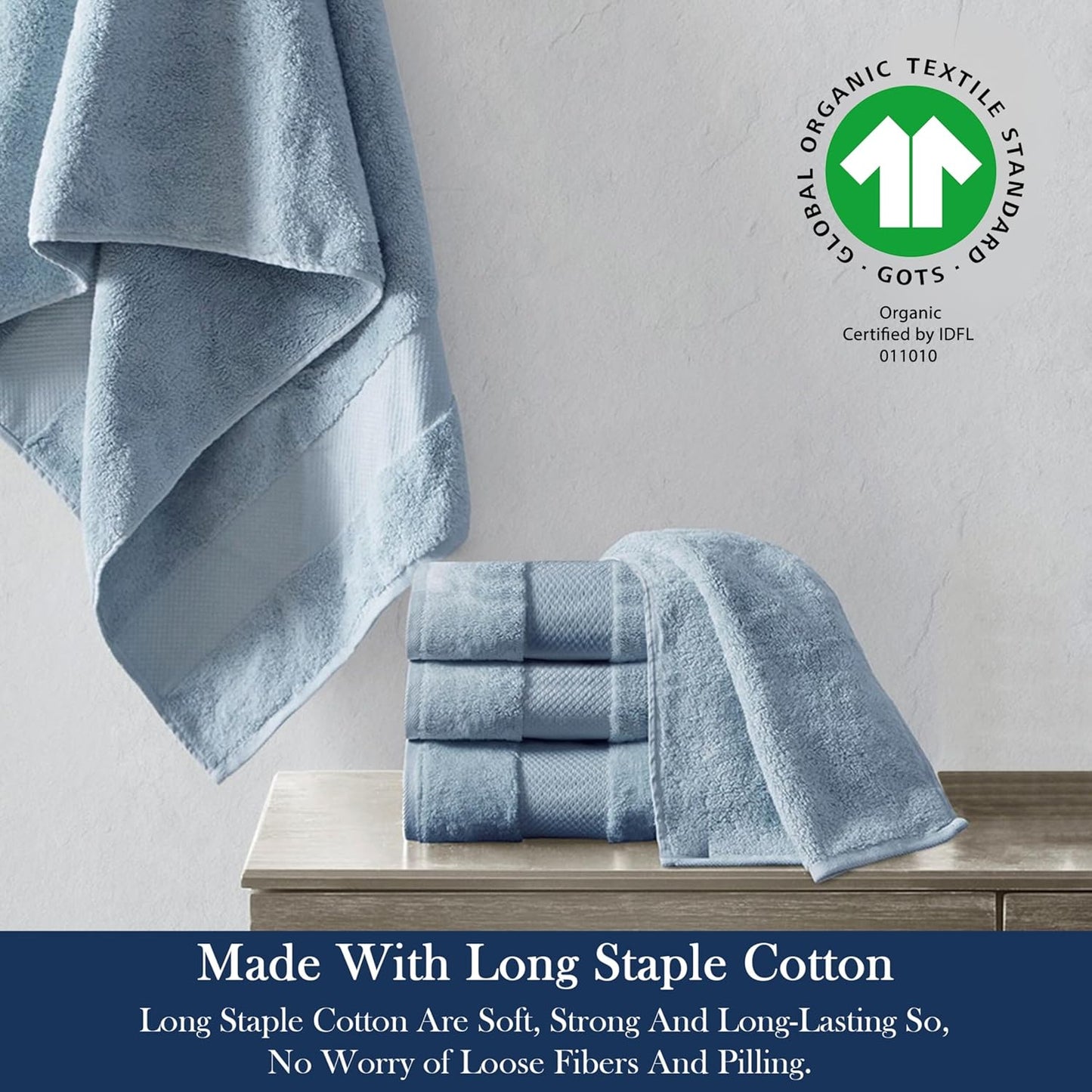 Delara Organic Cotton Luxuriously Plush Bath Towel Pack of 4 | GOTS & OEKO-TEX Certified | Premium Hotel Quality Towels | Feather Touch Technology|650 GSM Long Staple|Soft, Quick Dry & Ultra-Absorbent
