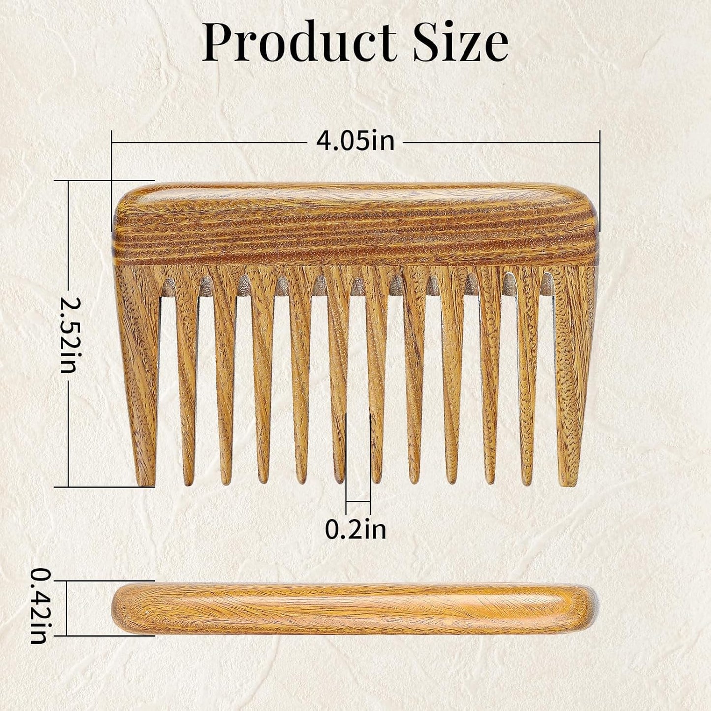Onedor Handmade 100% Natural Green Sandalwood Hair Combs -Anti-Static Sandalwood Scent Natural Hair Detangler Wooden Comb (Extra Wide Tooth Mini Pocket Comb)