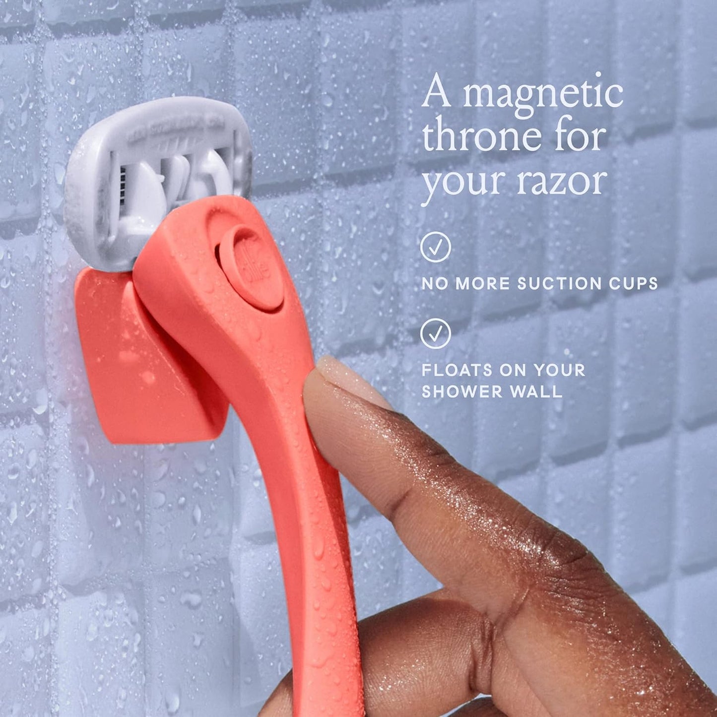 Billie Razors for Women Shave Kit – Women’s Razor + 4 x 5-Blade Razor Refills + Magnetic Holder – Coral