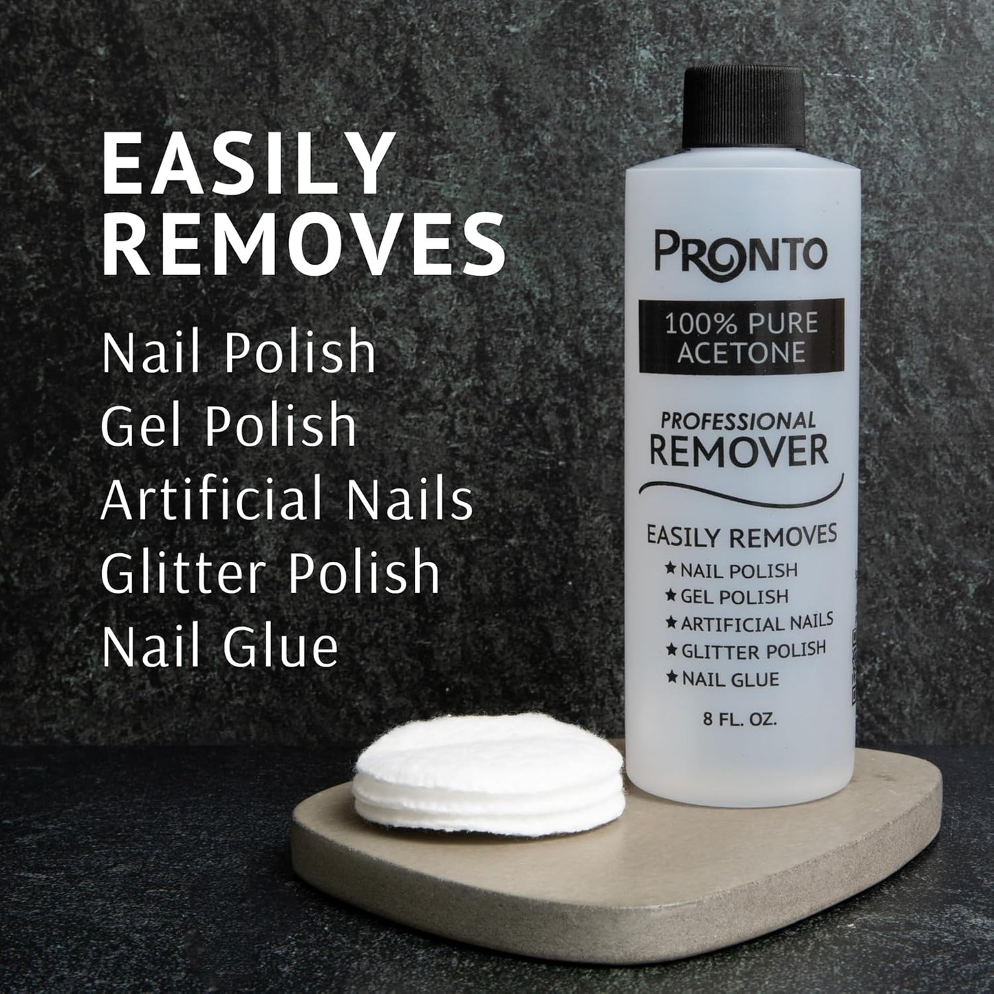 Pronto 100% Acetone Gel Nail Polish Remover - Gel Polish Remover for Nails | Acetone Nail Polish Remover For Nails for Removal of Glue, Gel, Acrylic & Dip | Gel Polish Remover, 8 Fl oz