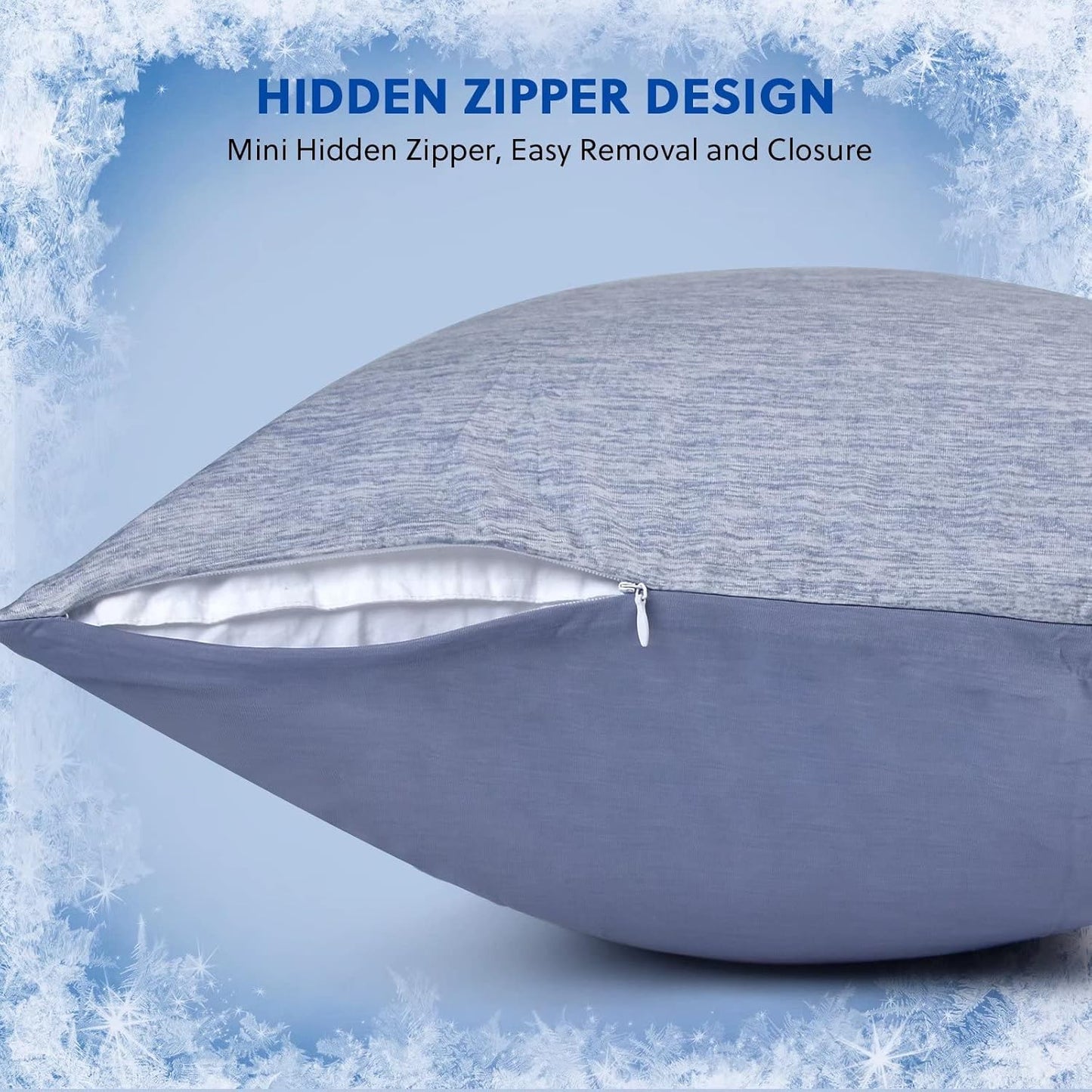 HOMFINE Cooling Pillowcases King Size - Double Side Q-Max 0.439 Cooling Fiber for Pillow Protector, Breathable Cold Pillow Cover for Hot Sleeper Night Sweat, Hidden Zipper, 2 Pack (20"x36", Blue)