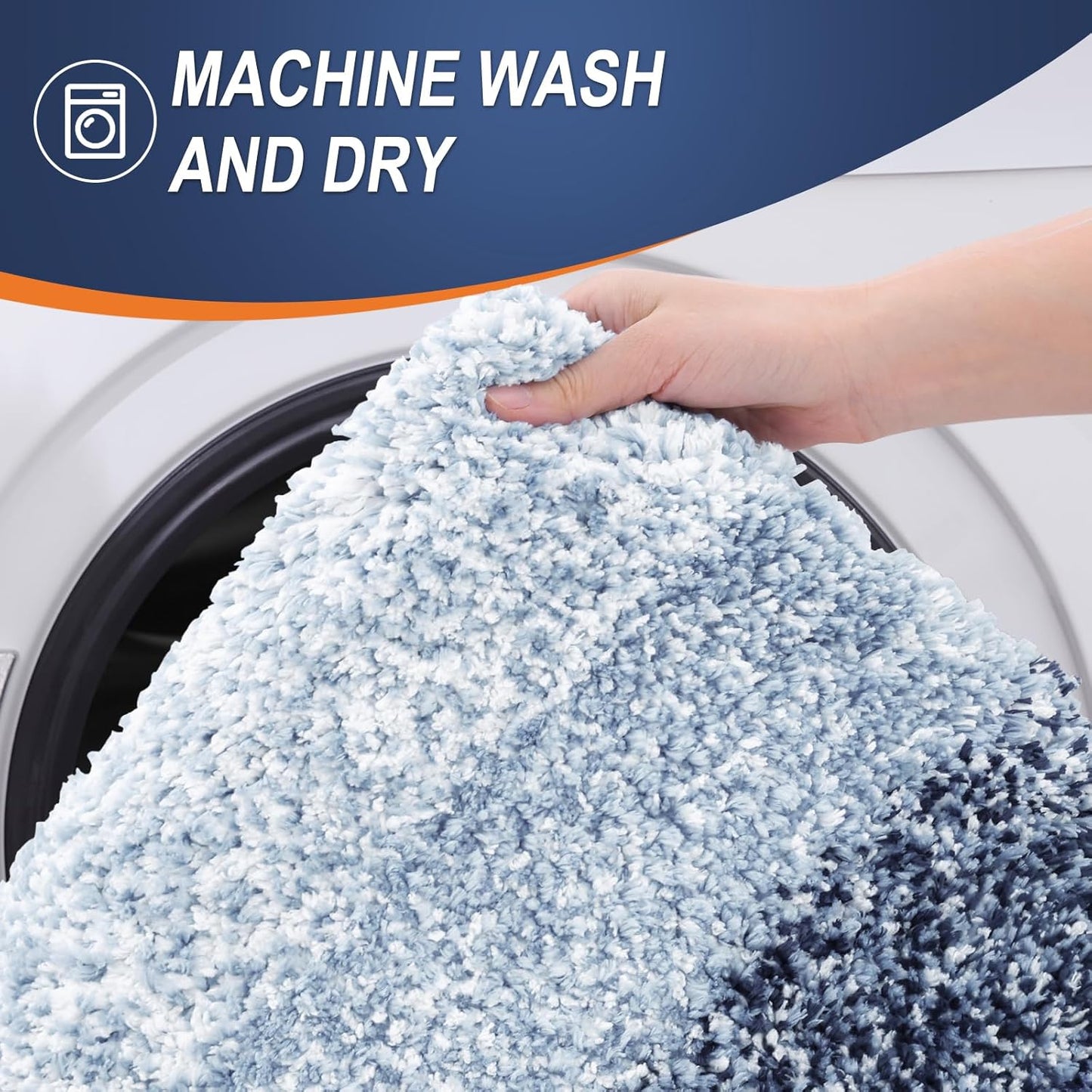 OLANLY Bathroom Runner Rugs 59x24, Extra Soft Absorbent Microfiber Bath Rugs, Rubber Backing, Quick Dry, Washable Bath Mats for Bathroom Floor, Tub and Shower, Home Decor Accessories, Navy Blue