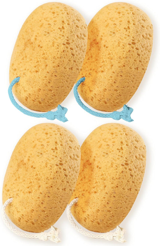 Bath Sponges for Shower, Azymi 4-Pack Sponge Bath for Women Men, Exfoliating Sponge Body Puff with Dense Foam for Gentle & Deep Cleansing, Ultra-Soft for Sensitive Dry Skin