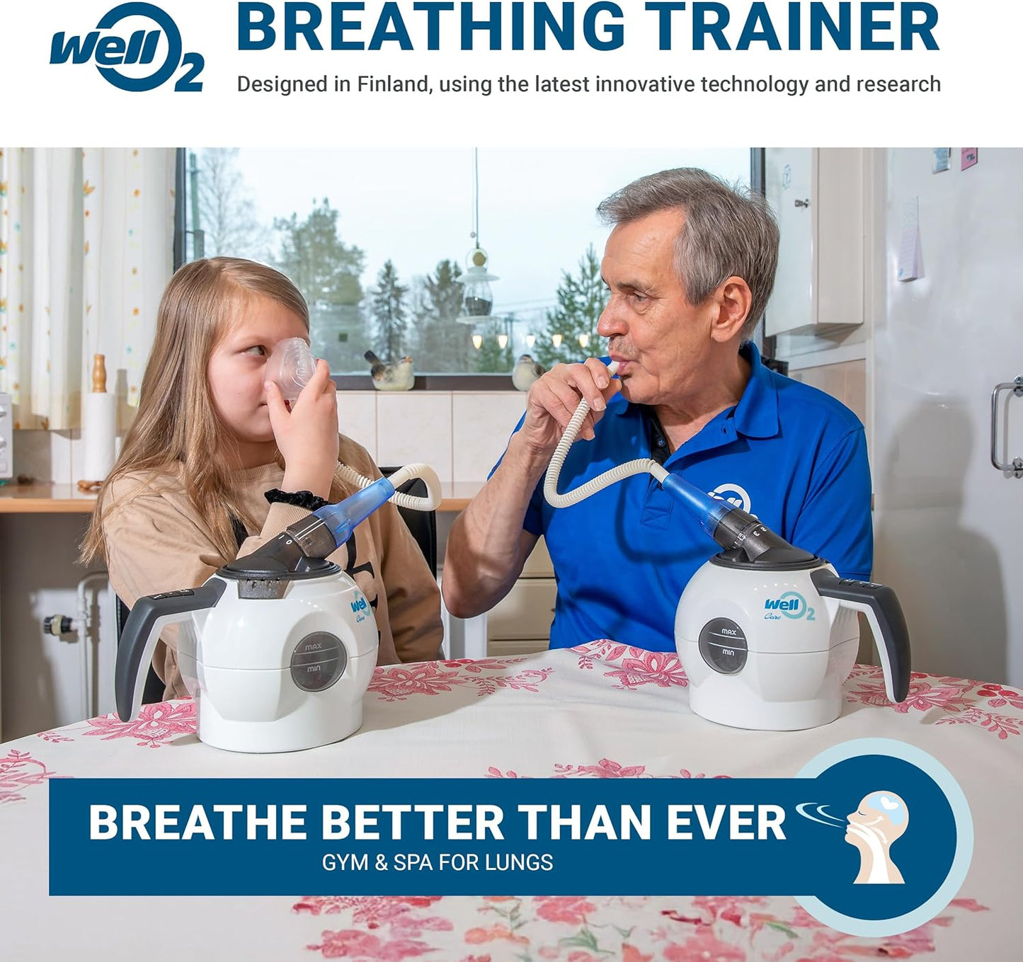 Breathing Trainer with Warm Steam Intake – WellO2, The Only Gym and Spa for Lungs - Adjustable Lung Trainer - Open, Cleanse and Strengthen Lungs