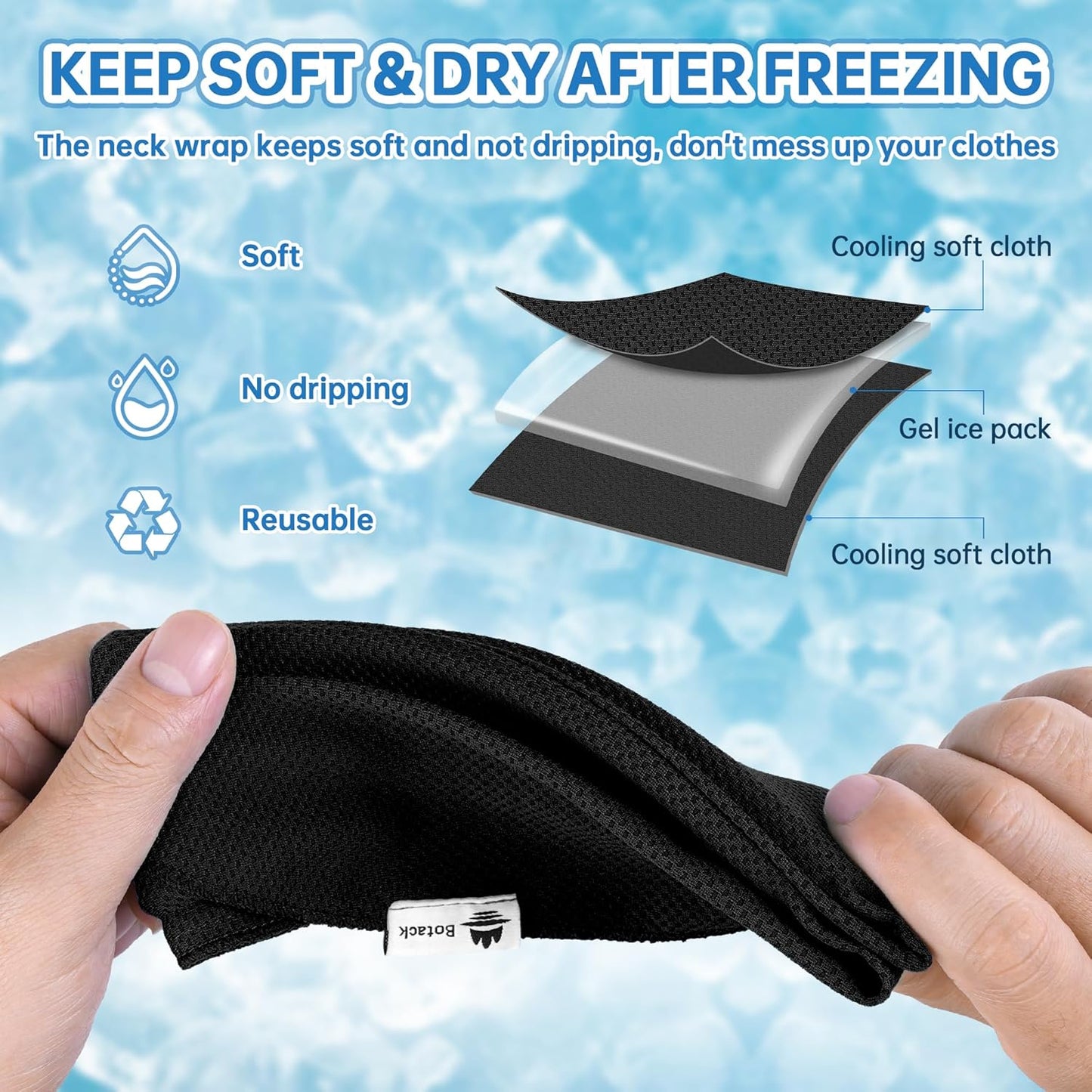 Cooling Neck Wraps with Reusable Gel Ice Pack, Soft Summer Neck Cooler for Golf, Tennis, Outdoor Activities 2 Packs