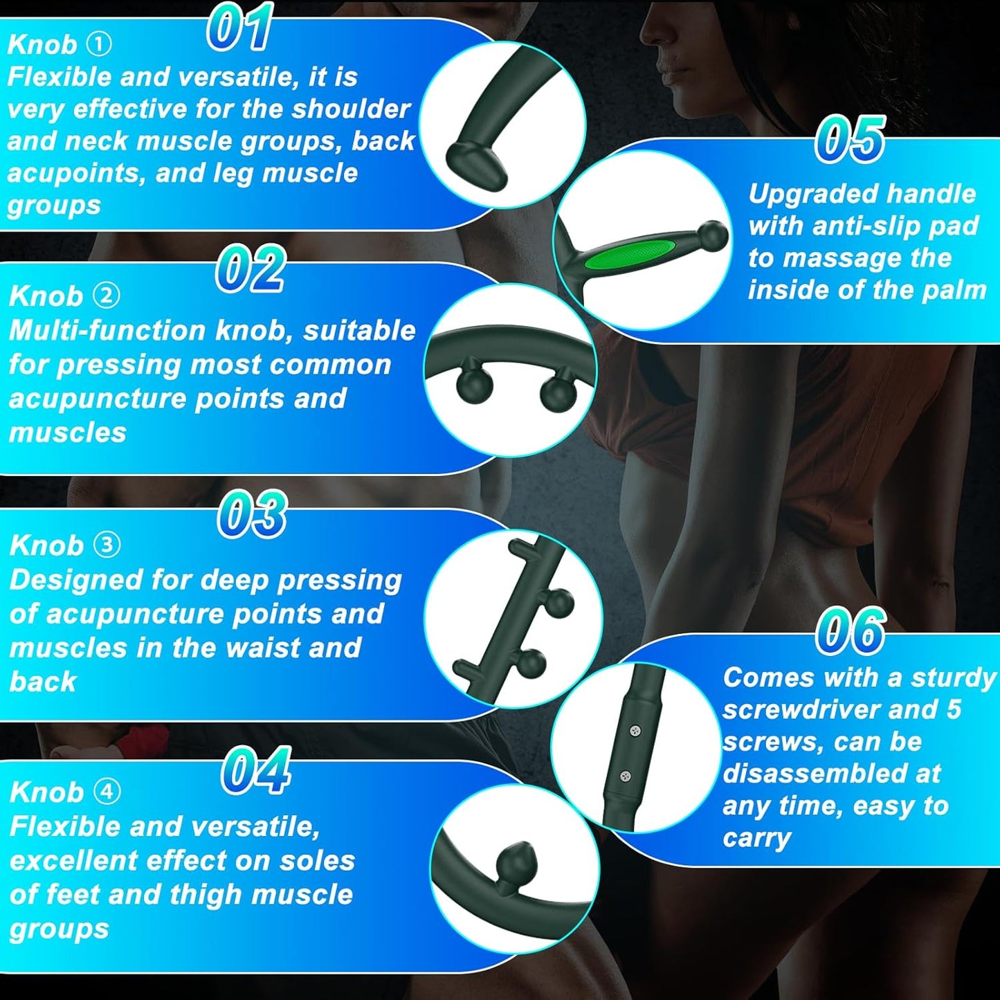 KEINE MARKE Trigger Point Massage Tool, Back Massage Tool, Pressure Point Massage Tool, Handheld Back, Neck, Shoulder, Leg and Feet Massage Hook for Men & Women (Forest Green)