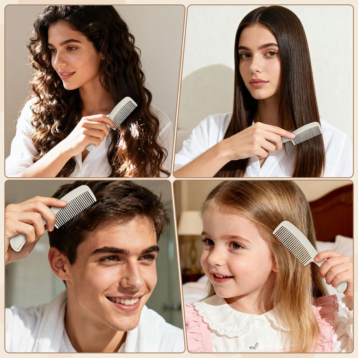 Combs in Bulk Individually Wrapped, 200 Pack Disposable Hair Combs for Hotel, Salon, Home Care and Travel (Wheat)