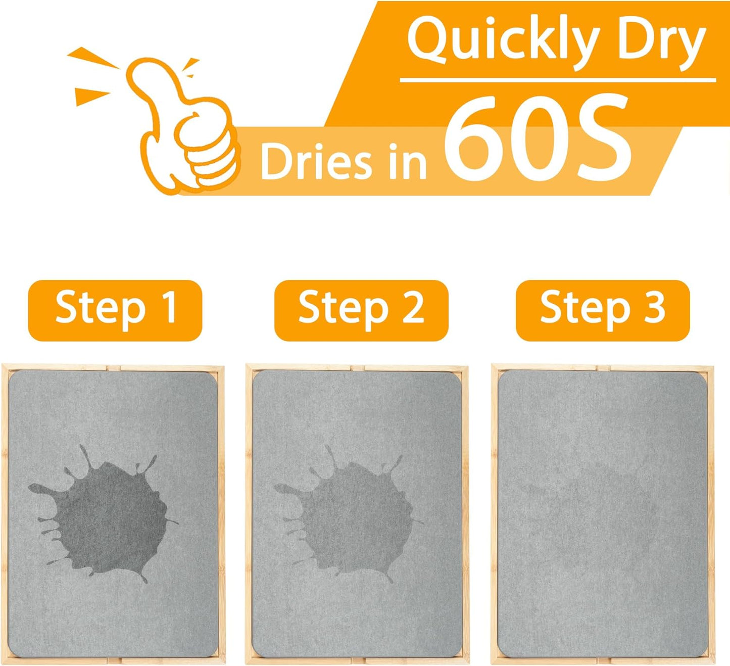 Golener Stone Drying Mat for Kitchen Counter, Dish Drying Pad with Bamboo Rack, Super Absorbent Diatomaceous Earth and Drying Rack, Multi-purpose Quick Drying Mat Rack for Kitchen, 16”x12”, Dark Grey