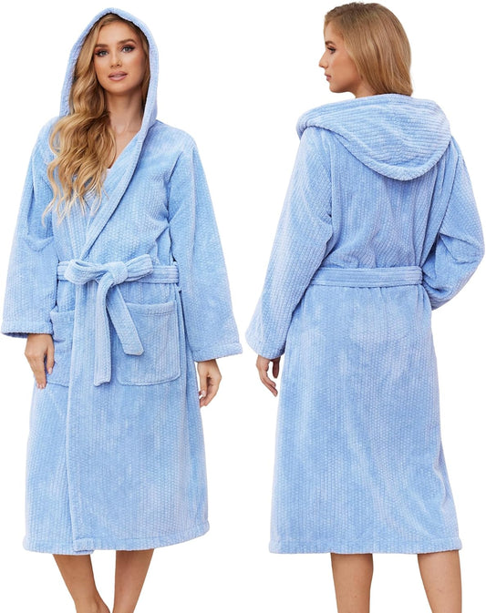 Hooded Bathrobes for Women, Soft Long Towel Robes for Women - Quick Dry yet Warm