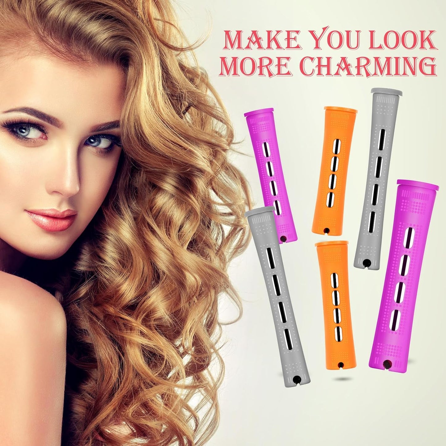 WILLBOND 36 Pieces Cold Wave Rod Hair Perm Rods Hair Rollers Perming Curlers with Steel Rat Tail Comb for Hairdressing Styling(Purple, Gray, Orange,0.87 Inch, 0.75 Inch,0.59 Inch)