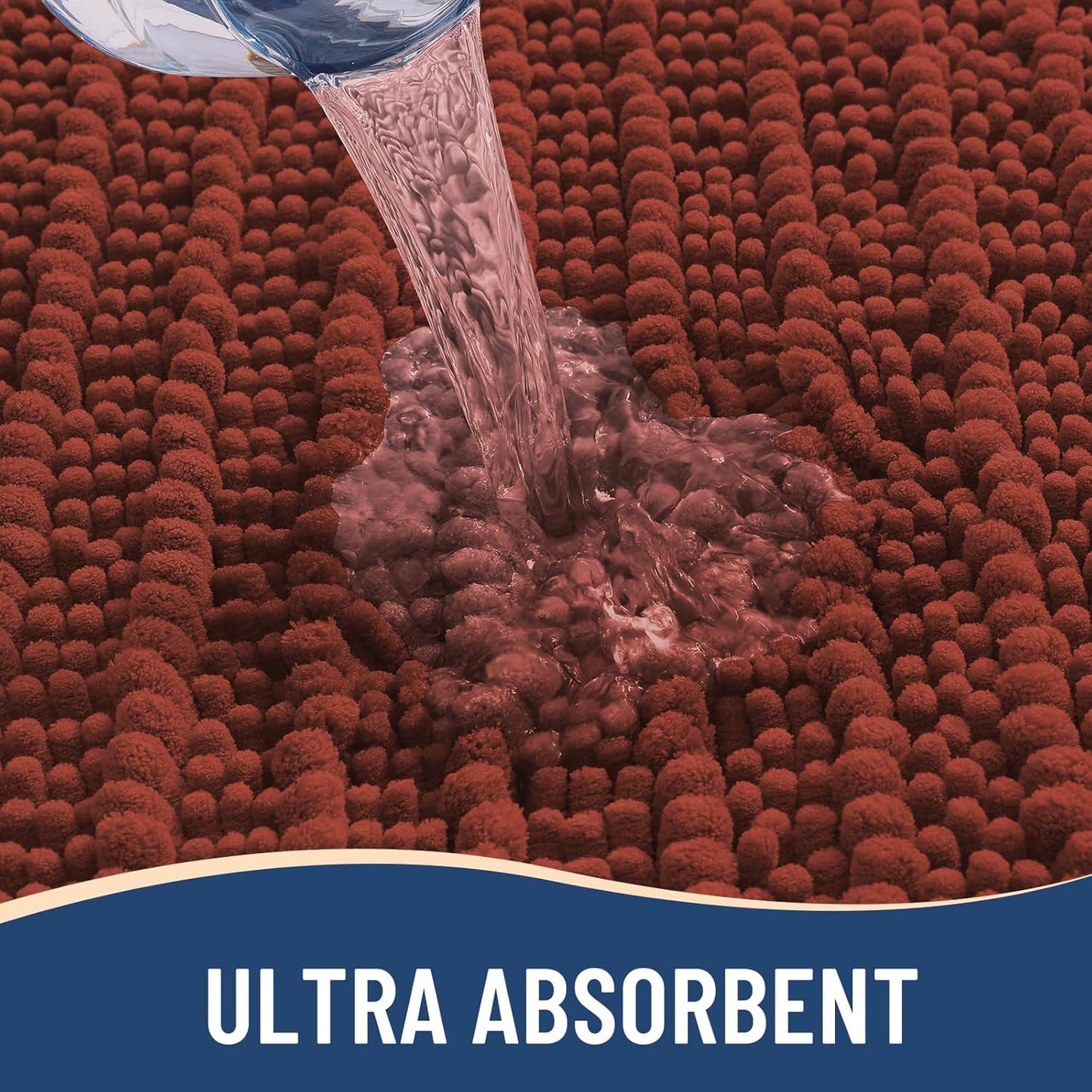 Arotive Luxury Chenille Bathroom Rug Mat, Extra Soft Thick Absorbent Shaggy Bath Rugs, Non-Slip Machine Wash Dry, Plush Bath Mats for Bathroom, Shower and Tub, 30x20, Rustic Terracott