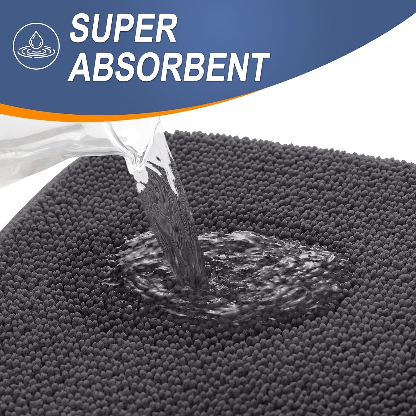 OLANLY Thick Memory Foam Bath Mat Rug 47x20, Extra Soft Absorbent Bathroom Rug, Quick Dry Bath Mats, Non-Slip, Machine Washable Carpet for Bathroom, Tub and Shower, Home Decor Accessories, Dark Grey