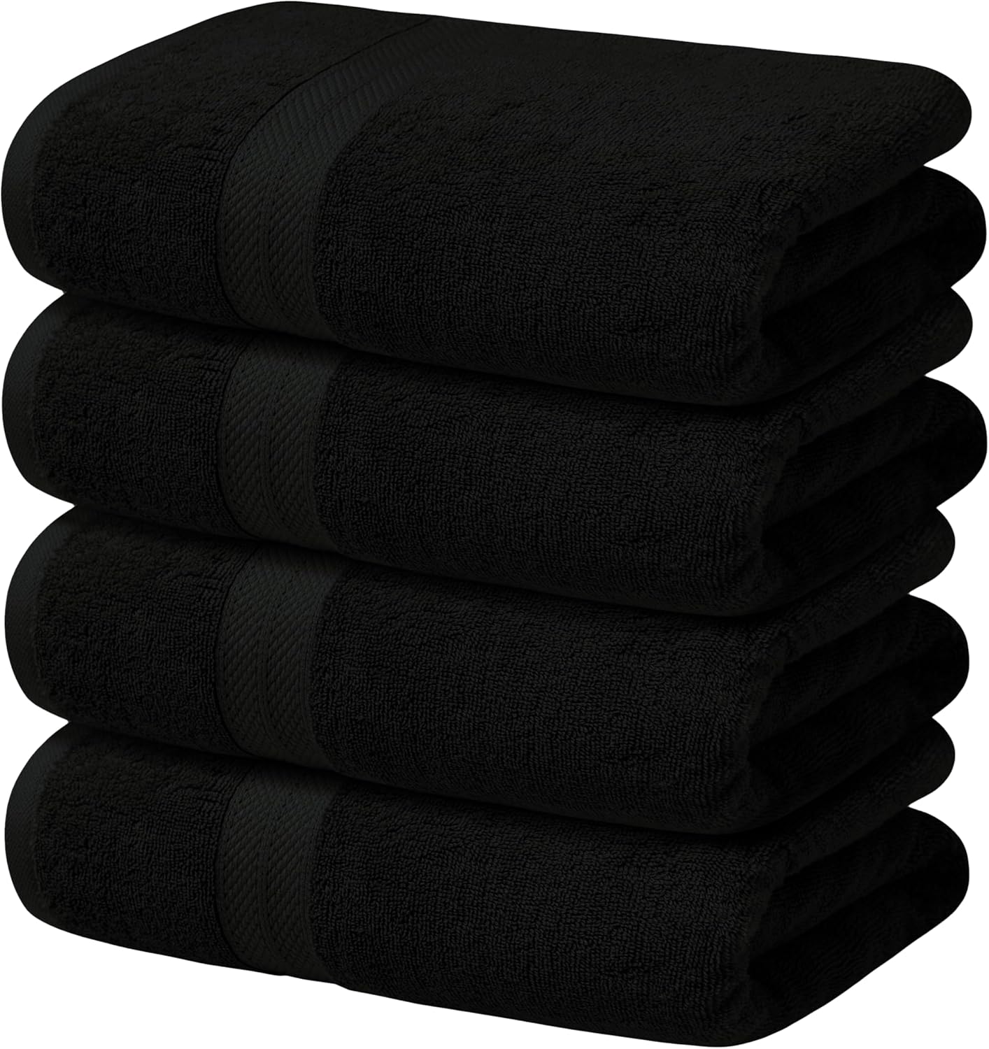 Avalon Towels Black Bath Towels Set of 4 pcs (27x54 inches), 100% Cotton Towel Absorbent and Quick Dry Black Towels for Bathroom, Super Soft and Perfect for Daily Use