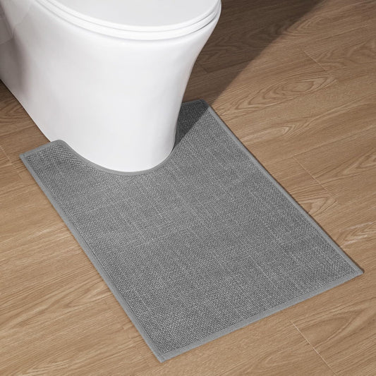 chakme Bathroom Rugs Mat U-Shaped 24x17, Ultra ThinNon Slip Bath Mat Small Quick Dry Absorbent Bath Matfor Bathroom Floor, (Dark Grey, U-24"x17")