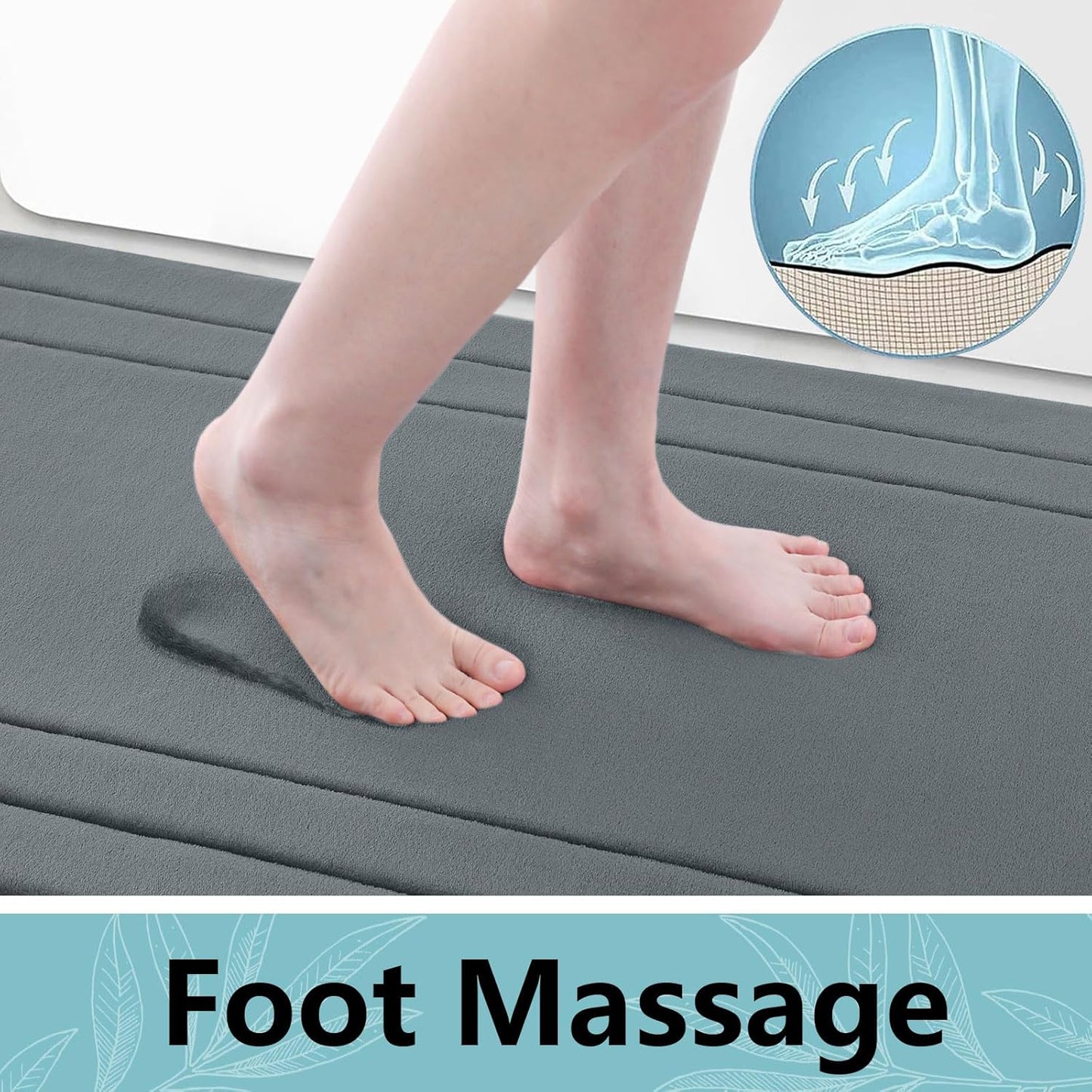 Arotive Memory Foam Bathroom Rug Mat 70x24, Ultra Soft and Absorbent Bath Mat, Machine Wash Dry, Comfortable Bath Rug Carpet for Bathroom Floor, Tub and Shower, Dark Grey