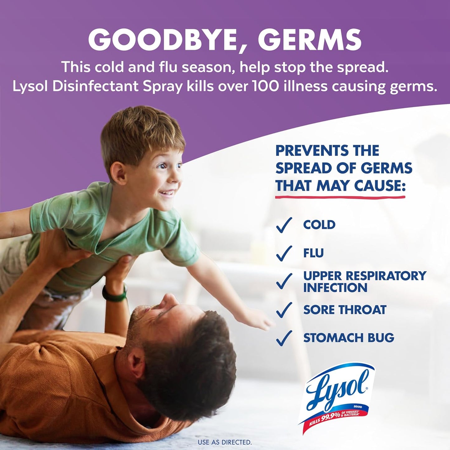 Lysol Disinfectant Spray, Sanitizing and Antibacterial Spray, For Disinfecting and Deodorizing, Lavender & Cotton Blossom Scent, 19 Oz (Pack of 2)