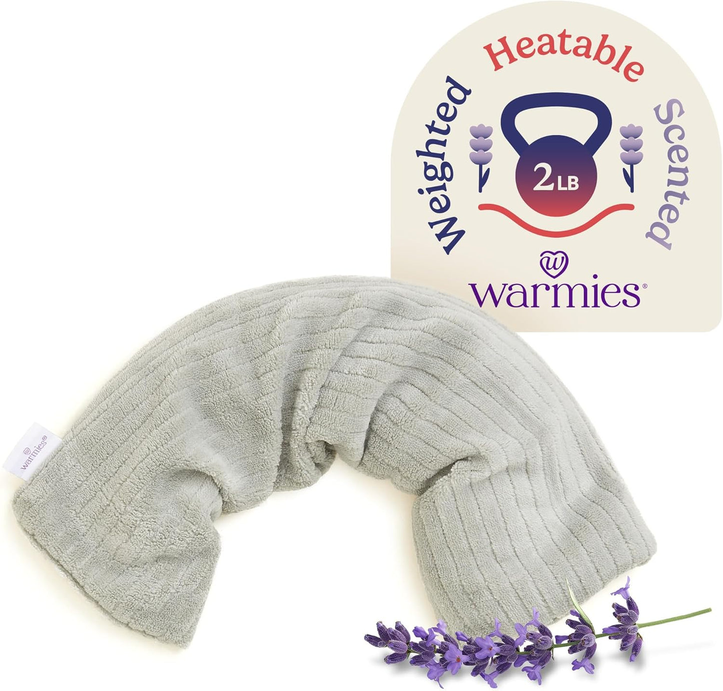 warmies Hot-Pak, Microwavable Neck Wrap - Heating & Cooling Plush Pad for Calming Relaxation - Weighted & Heated Neck Warmer with Scented Lavender - Microwave Heat Pad for Aches & Pain - Gray
